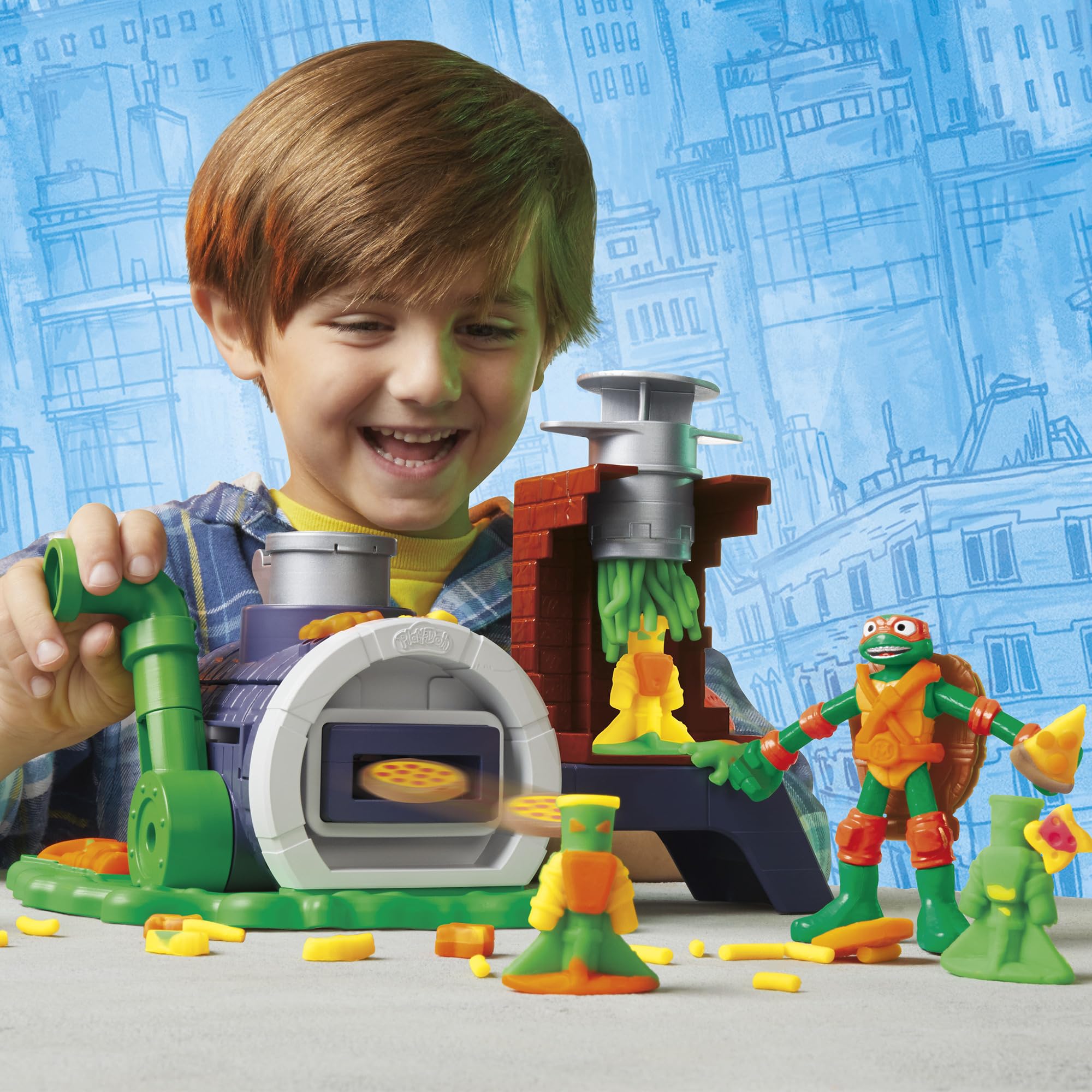 Play-Doh Teenage Mutant Ninja Turtles Slice & Blast Pizza Playset - Ages 4+ | Includes Mikey Figure 2