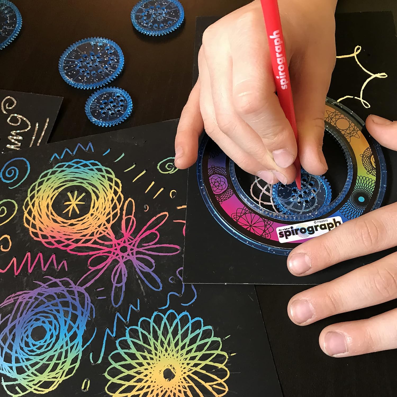 Spirograph Scratch & Shimmer - Glitter Precision Wheels & Rainbow Scratch Art Set 2