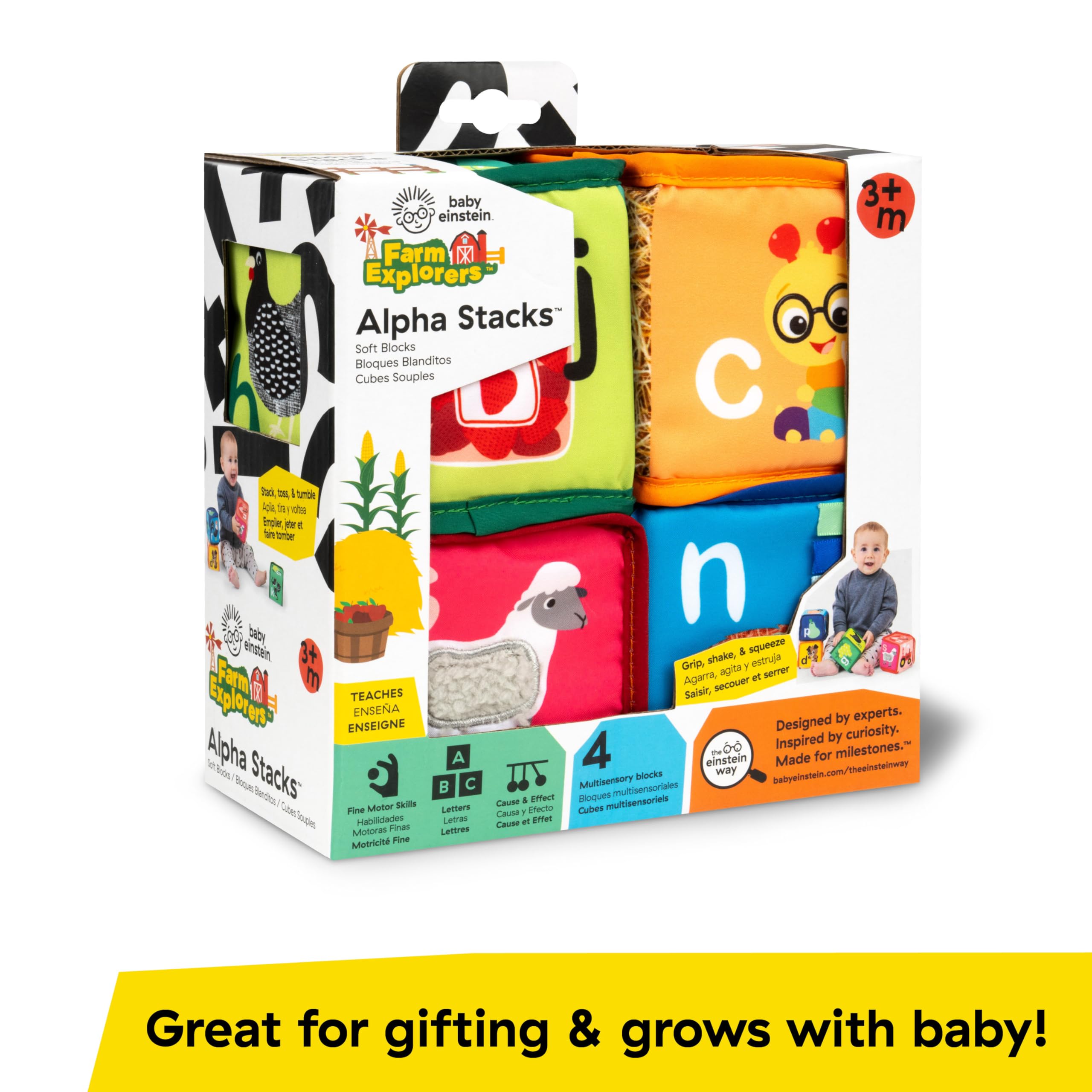 Baby Einstein Alpha Stacks Soft Blocks - Multisensory Stacking Toys for Infants and Toddlers 2