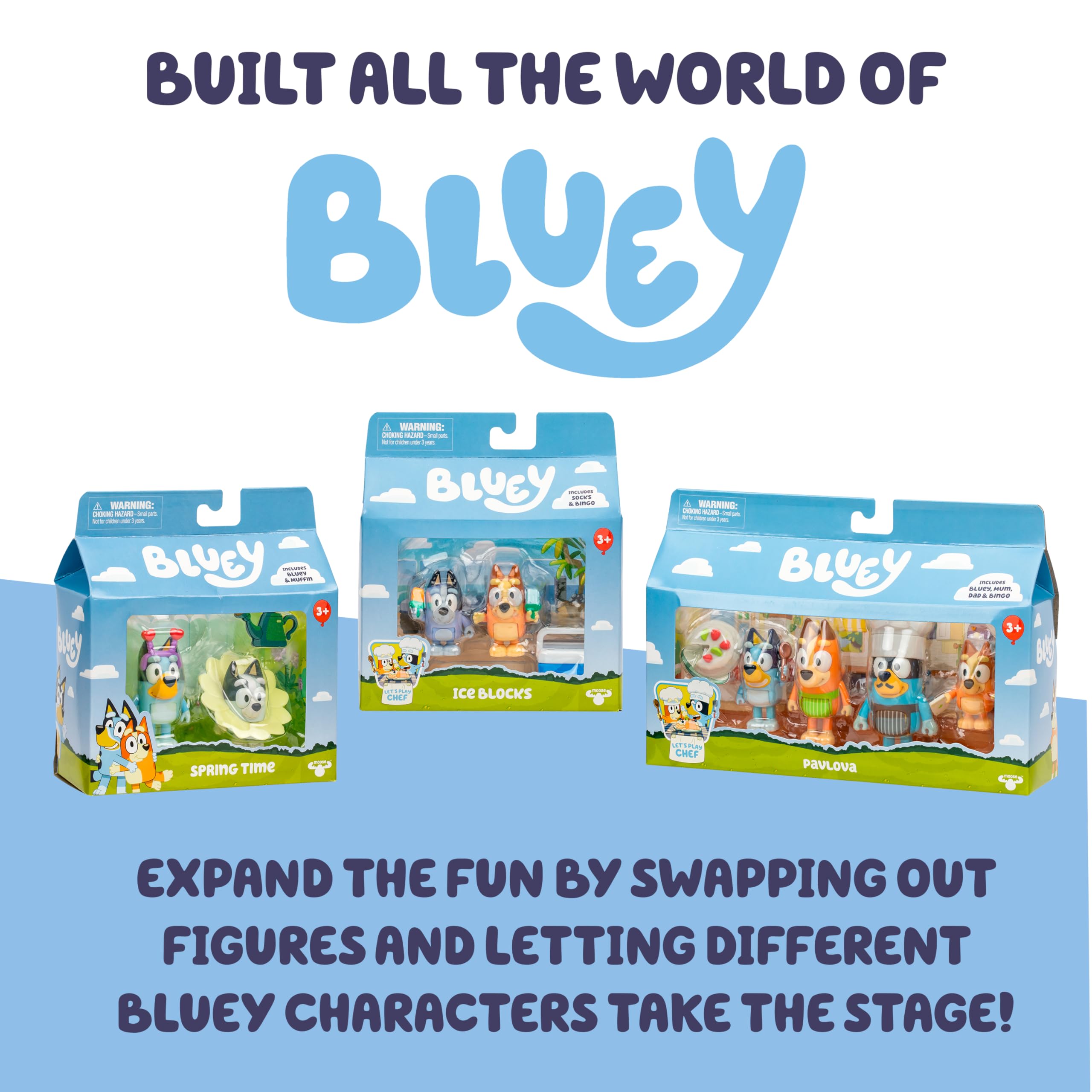 Bluey The Super Fan Set - 12 Action Figures Including Exclusive Joff & Pom Pom | Articulated 3