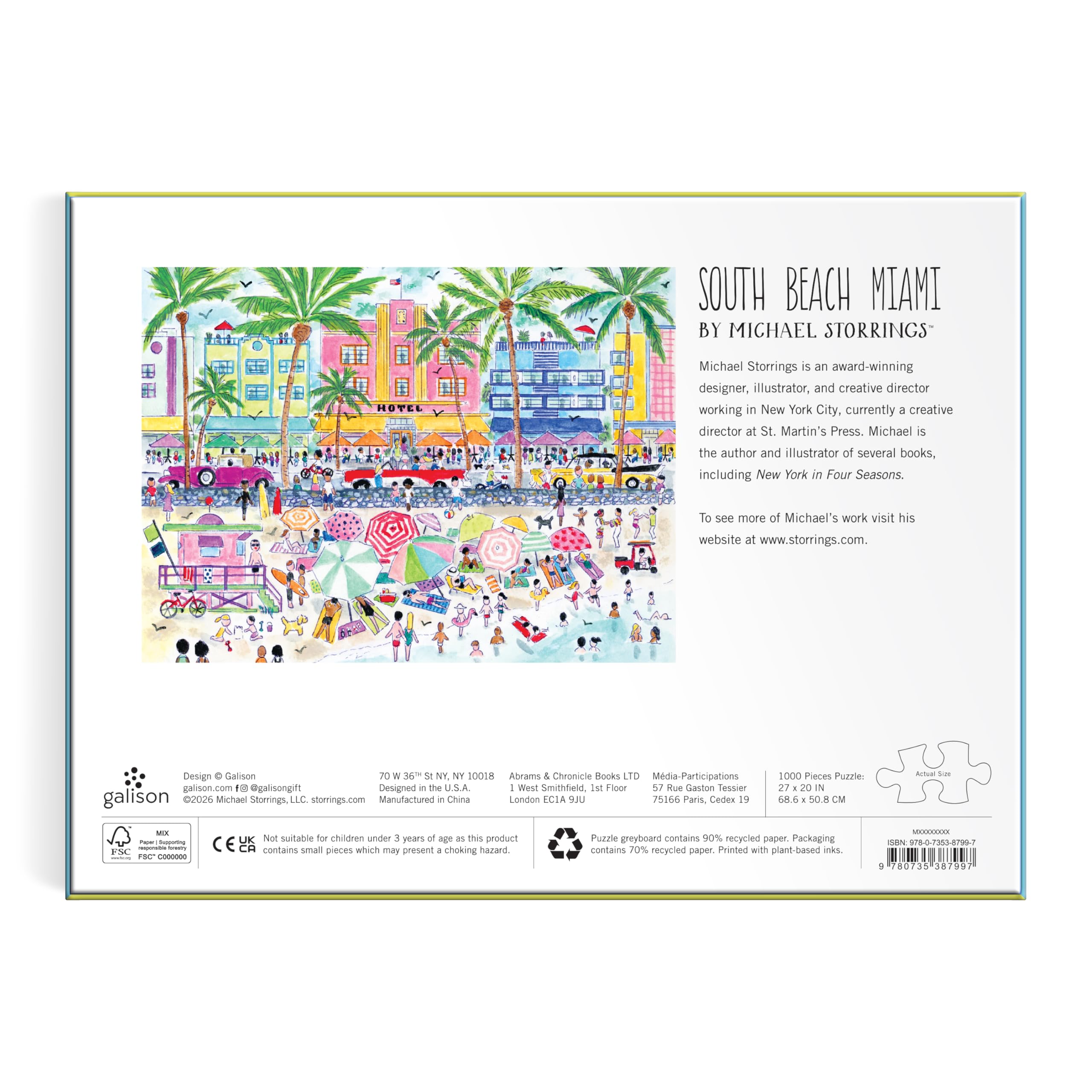 Galison Michael Storrings South Beach Miami Jigsaw Puzzle - 1000 Pieces 6
