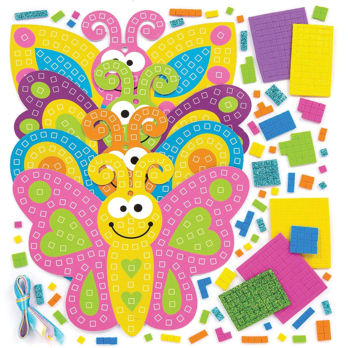 Baker Ross Butterfly Mosaic Kits - Mess-Free Crafting | Pack of 4