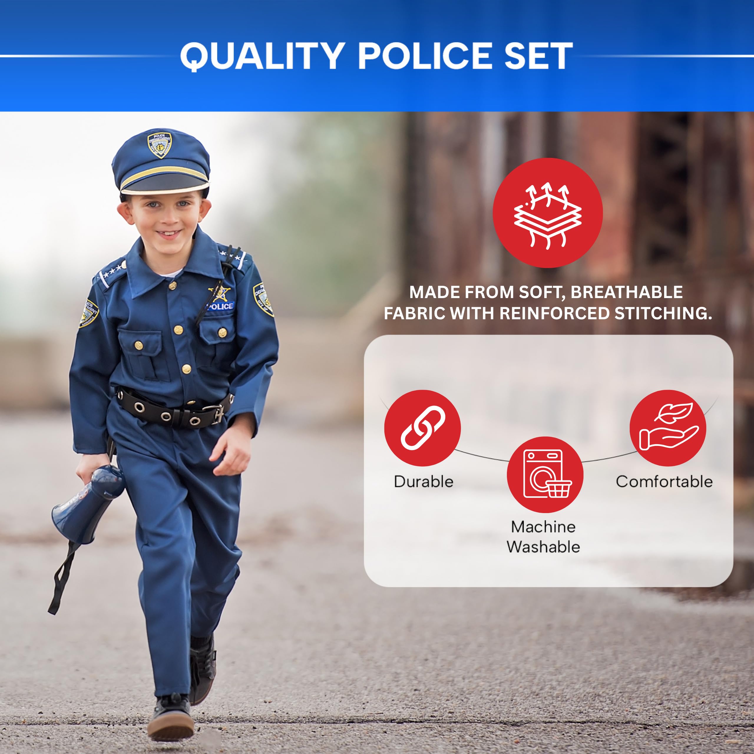 Dress Up America Children's Police Costume for Boys - Shirt and Pants 5