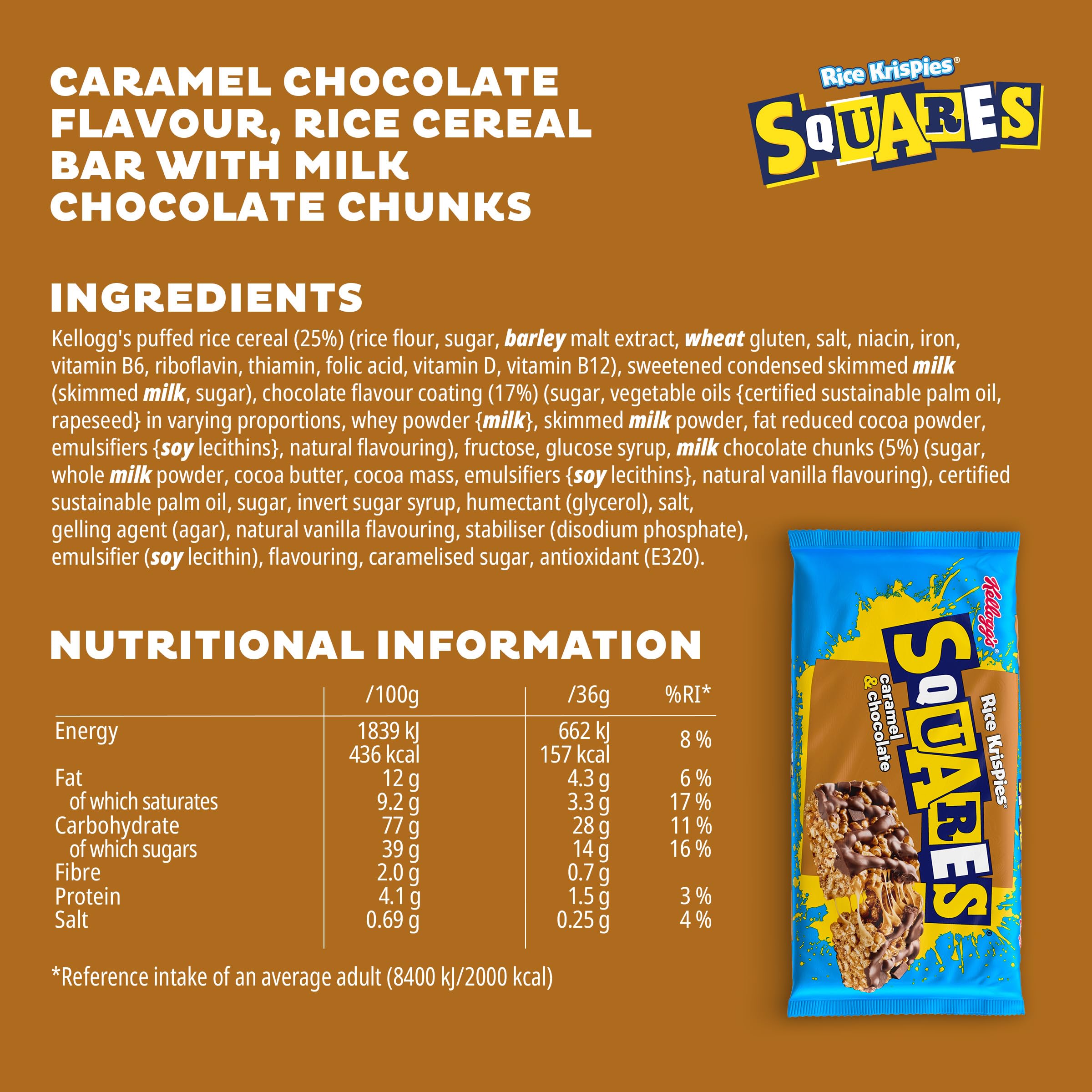 Rice Krispies Squares Chocolate Caramel Cereal Bars - 30 x 36g Bars 3