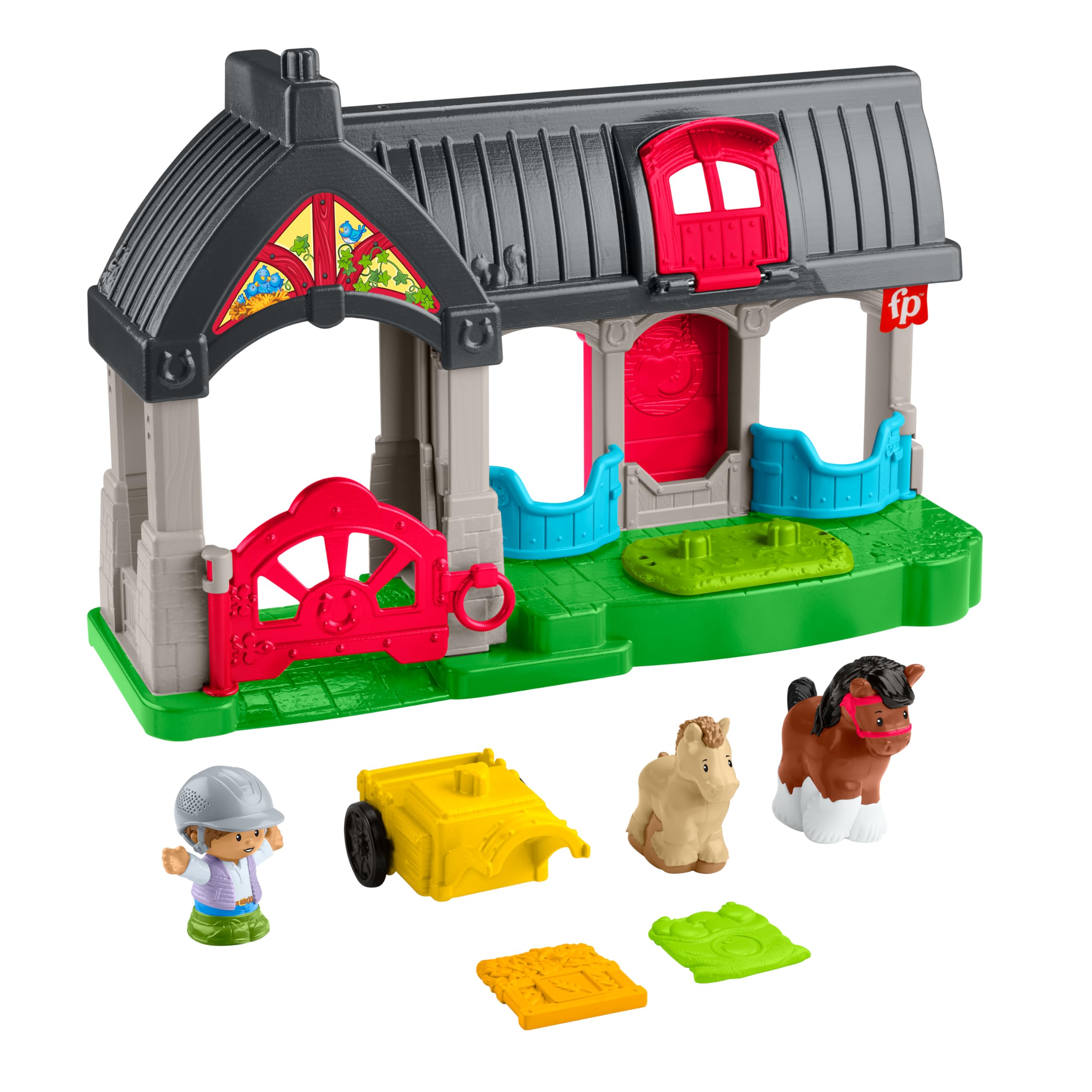 Fisher-Price Little People Friendly Horses Stable Playset with Sounds & Figures - Ages 1+ 1