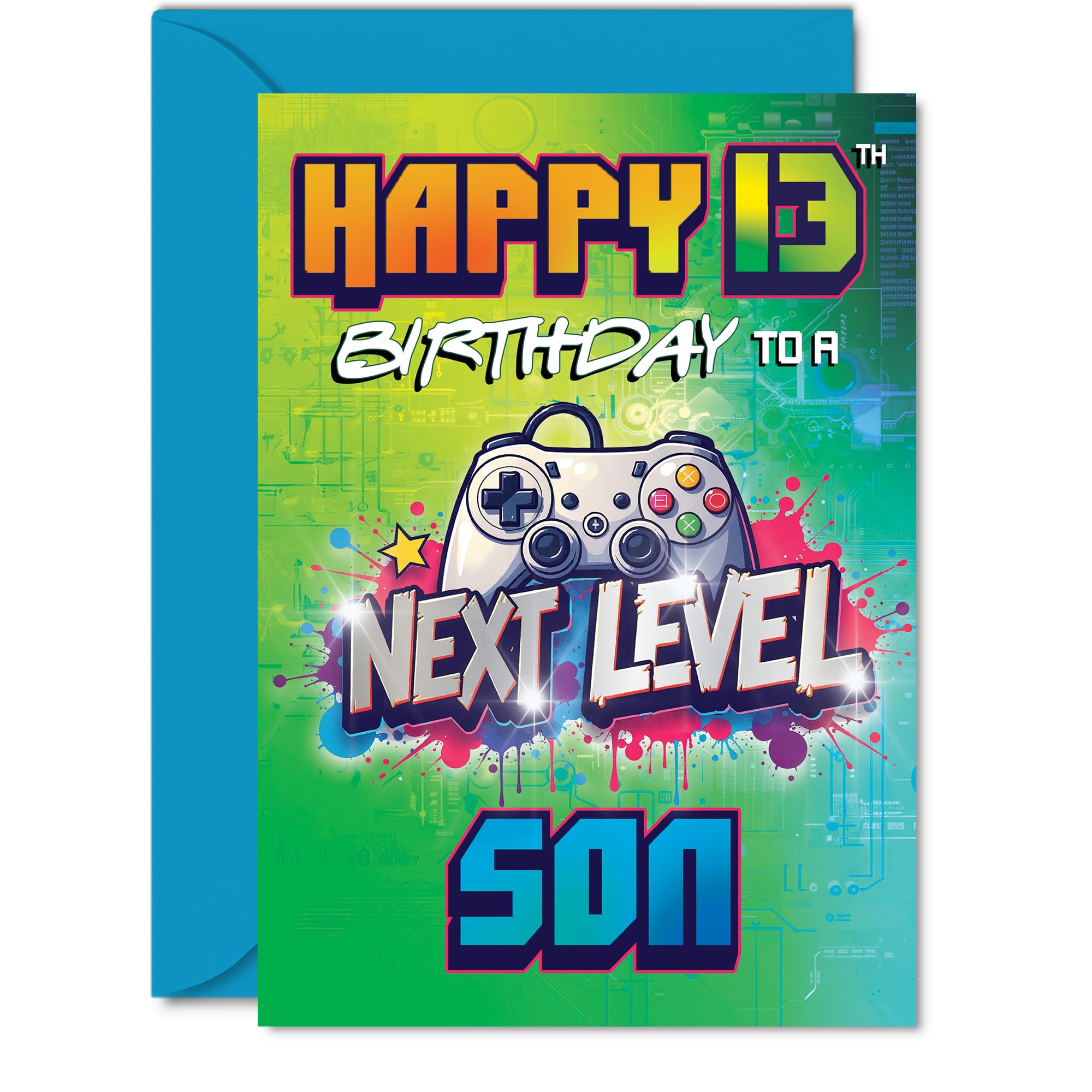 Giftzie 13th Birthday Card for Son | Next Level Design | 5x7 Inch Greeting Card 1