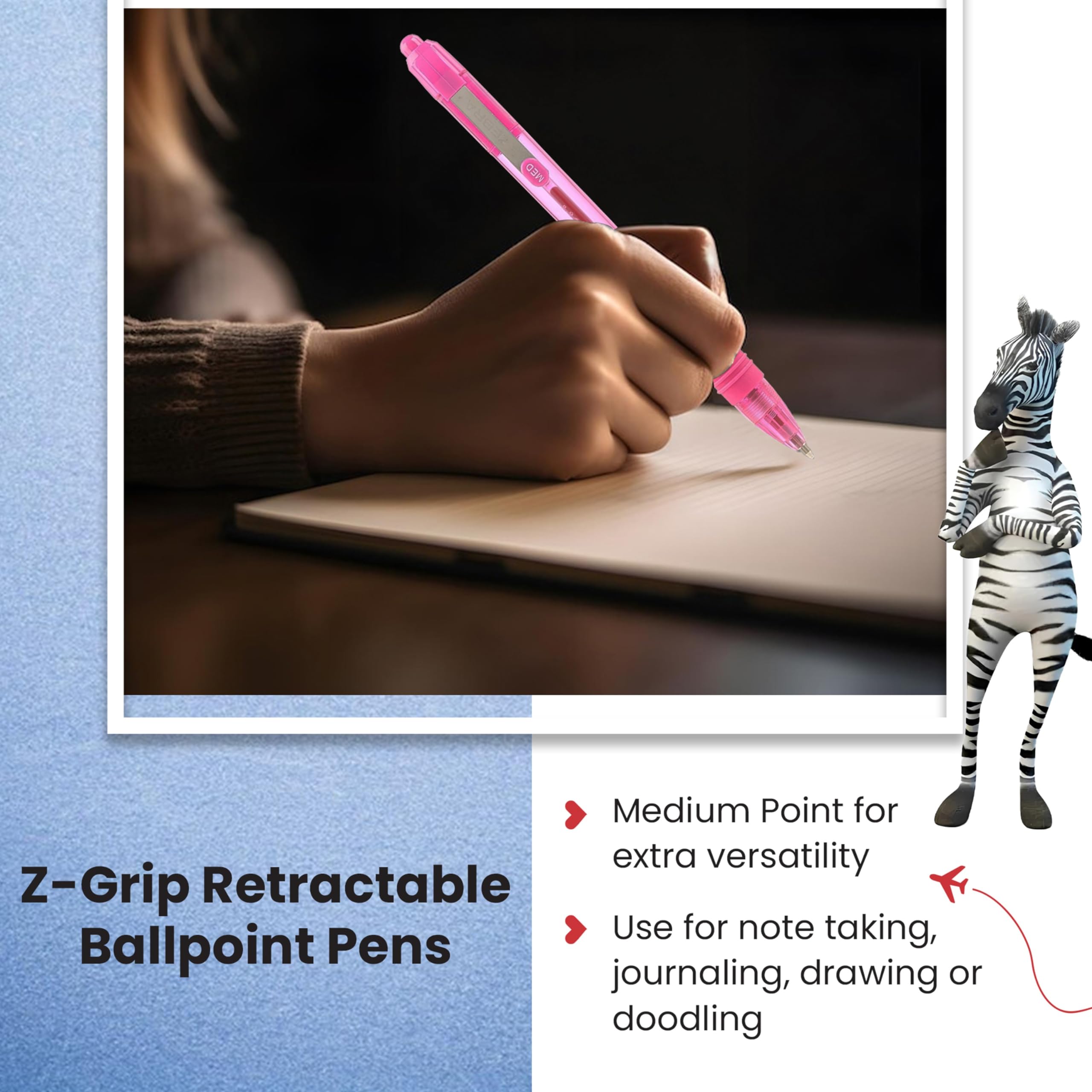 Zebra Pen Z-Grip Smooth Ballpoint Pen - Pink Ink, 1.0mm Medium Point | 12 Count Pack 5