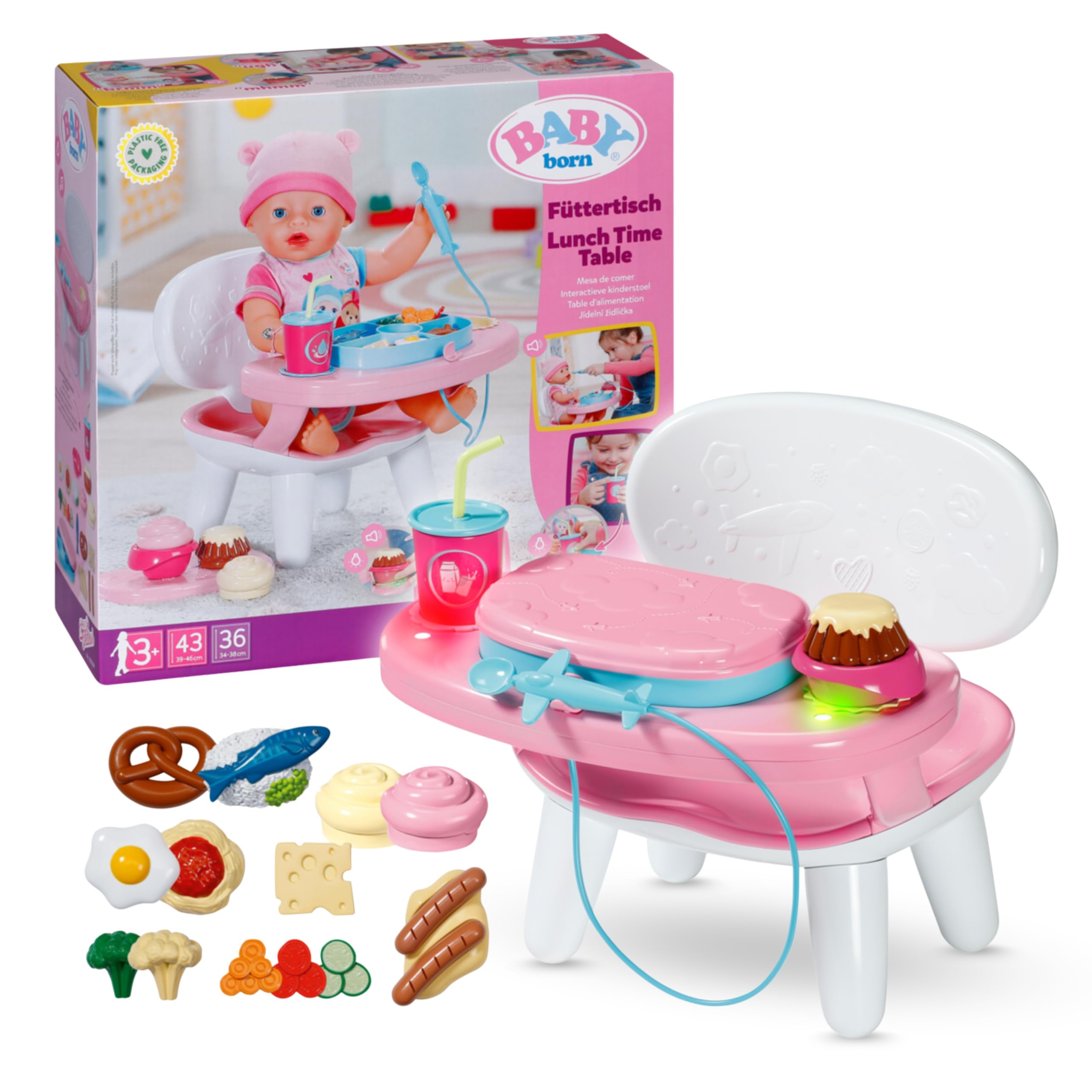 BABY born Feeding Table with Light & Sound Function - Interactive Playset for 43 cm Dolls 8