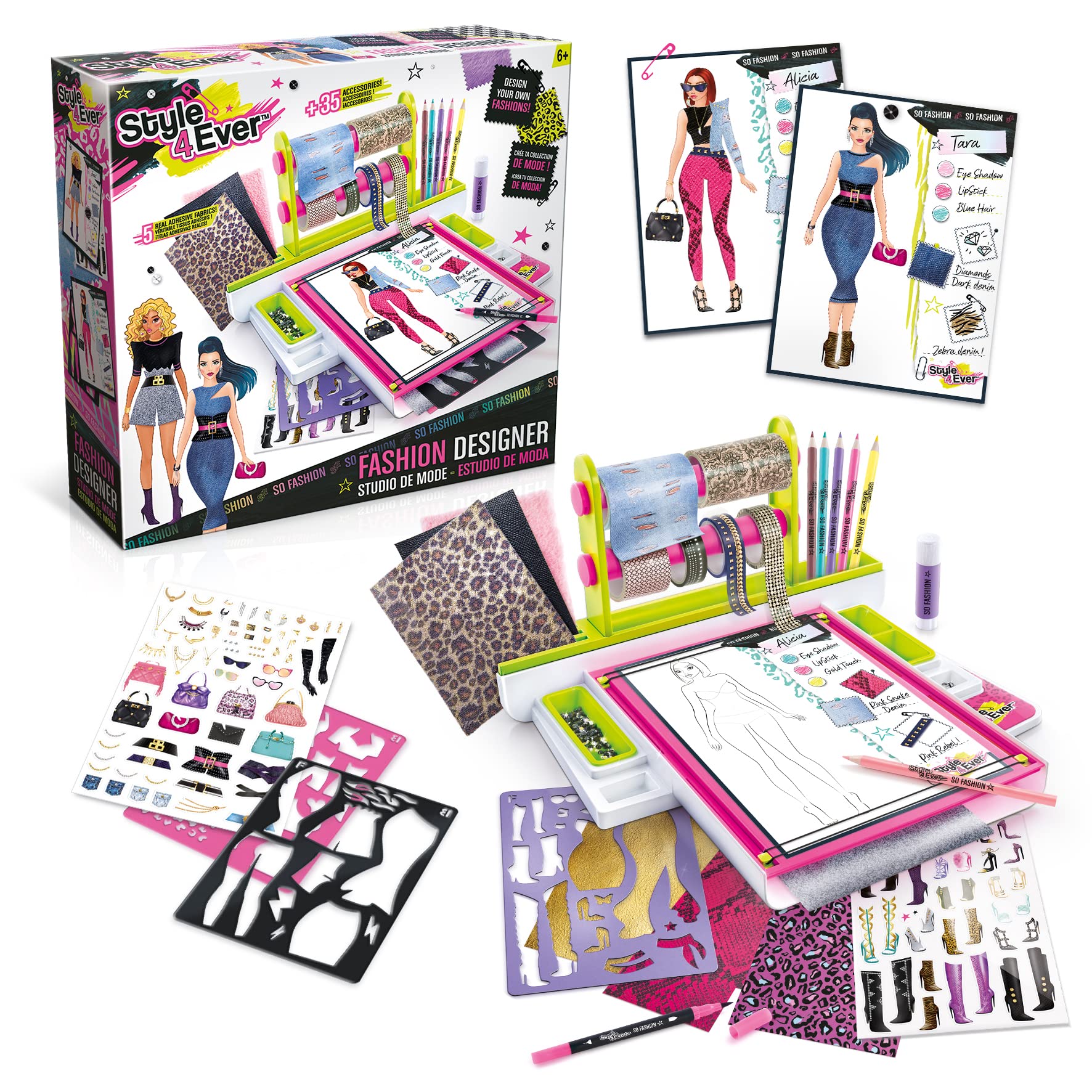 Fashion Designer Studio - Real Adhesive Fabrics & Design Kit for Kids 1