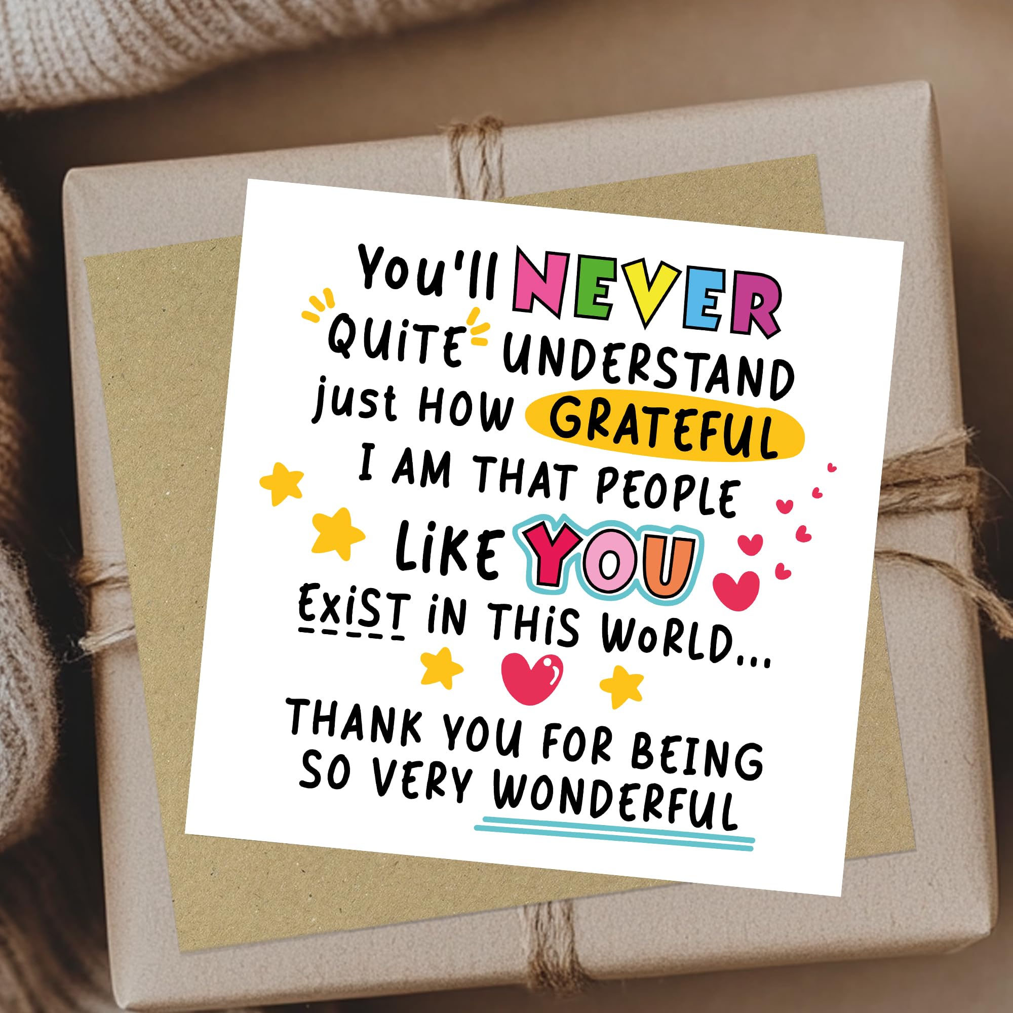 RED OCEAN Handmade Thank You Card - Square 14.5cm | 350gsm Matte Card | Brown Craft Envelope Included 9