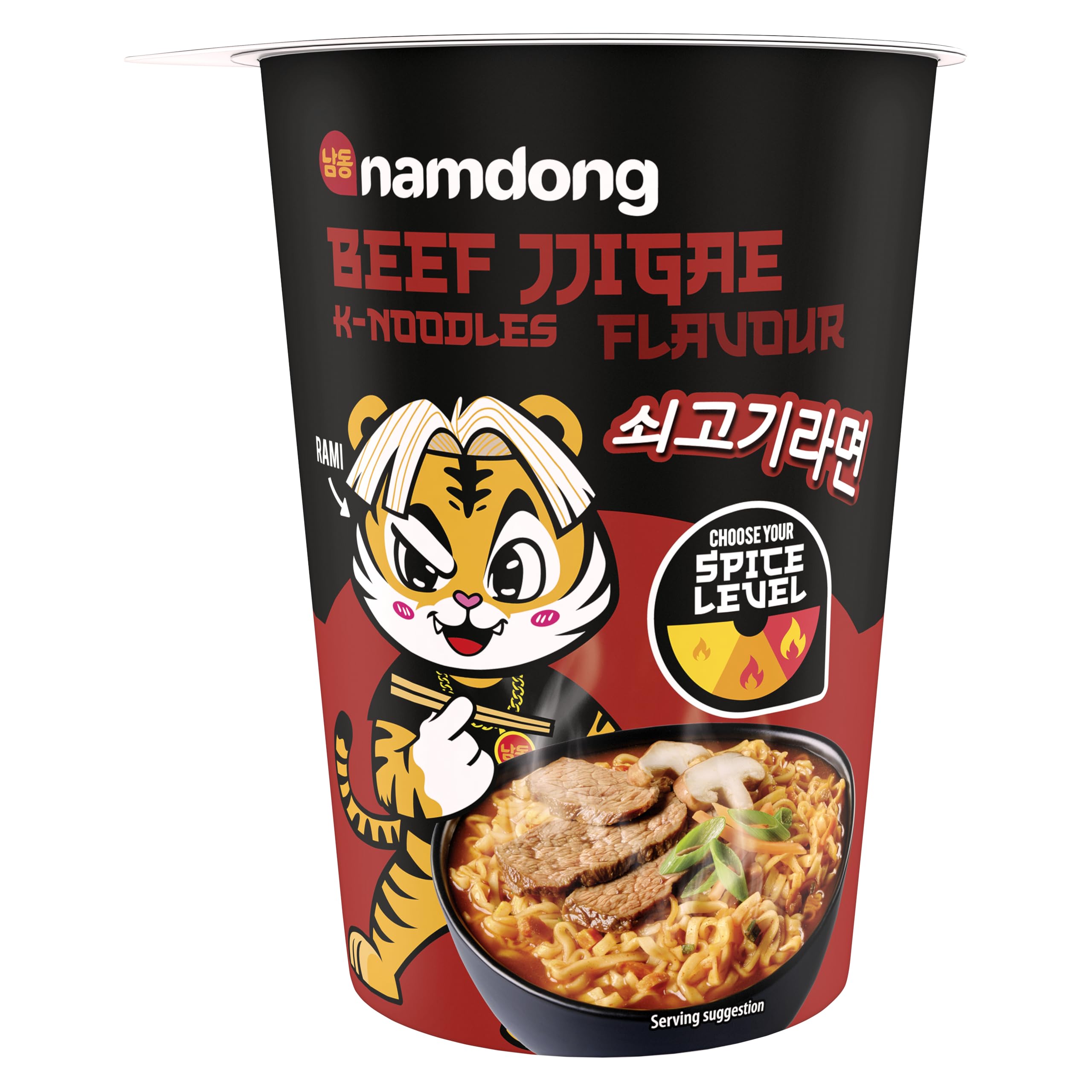 Namdong Beef Jjigae Noodle Pot - Korean Instant Noodles with Spicy Chilli Sachet 1