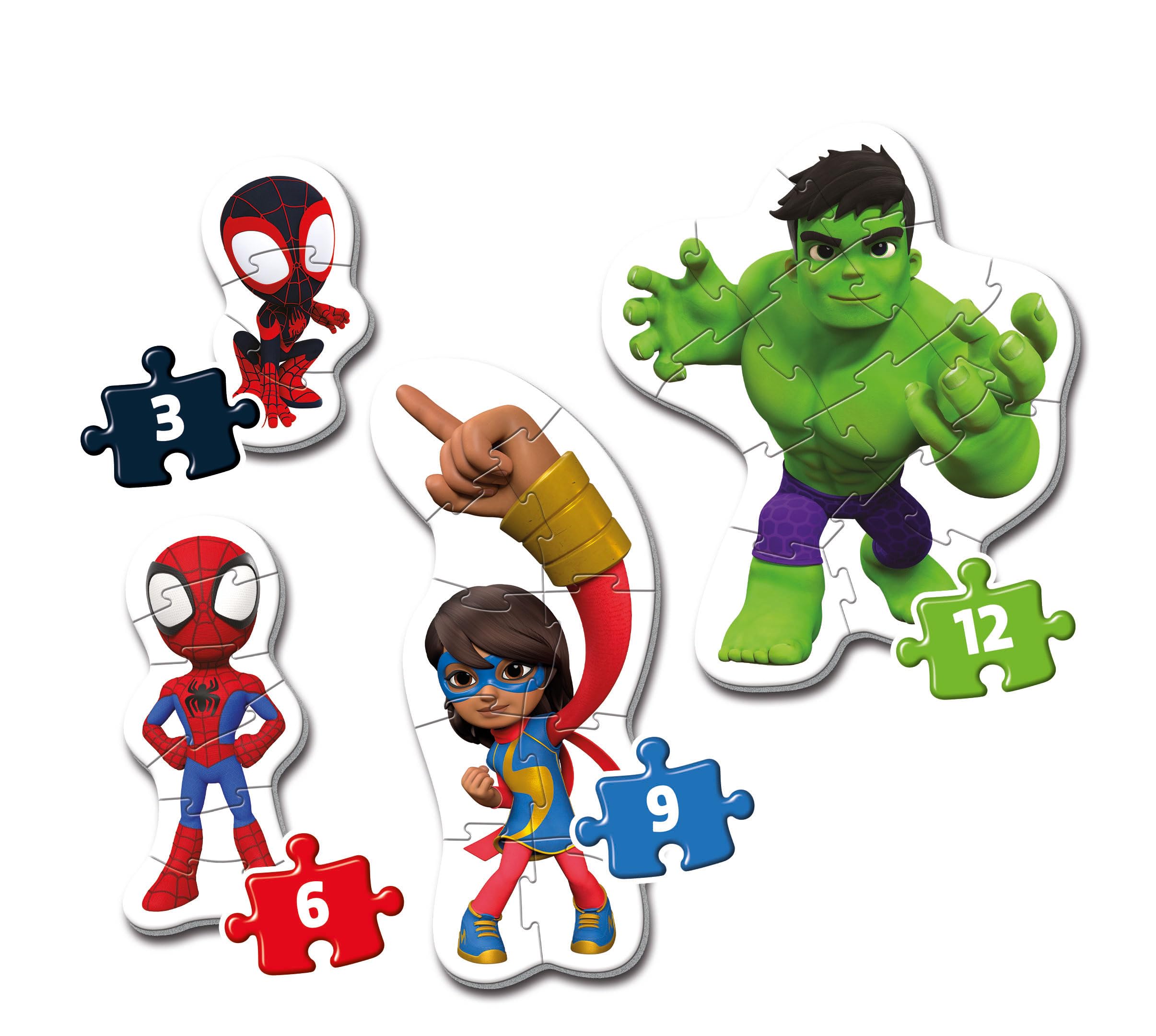 Clementoni Marvel Spidey And His Amazing Friends Jigsaw Puzzle Set 20836 | 3, 6, 9, 12 Pieces | Ages 2+ 2