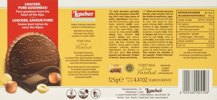 Loacker Dark Tortina Wafers, 125 g