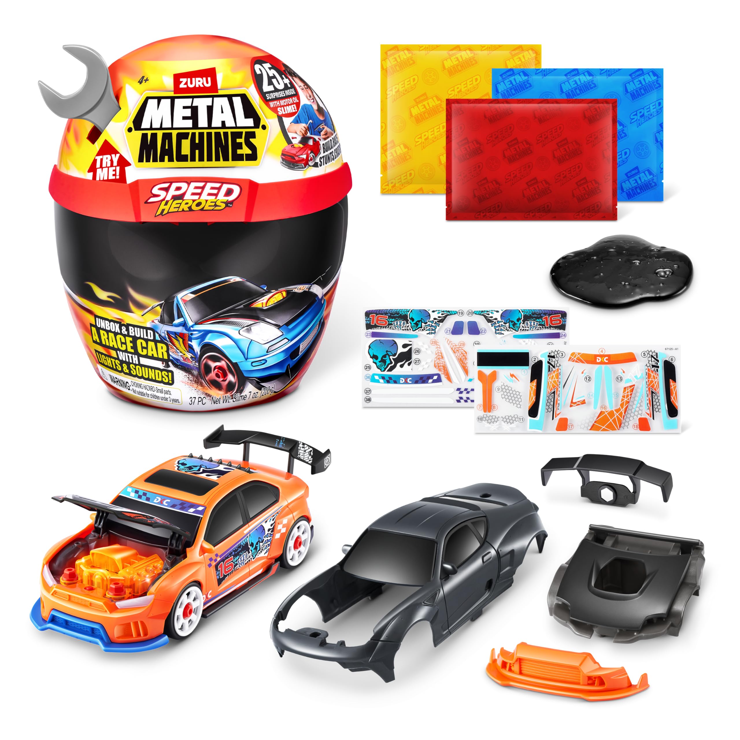 Metal Machines Speed Heroes (Silver) - 20+ Surprises, Buildable Race Car Playset 1