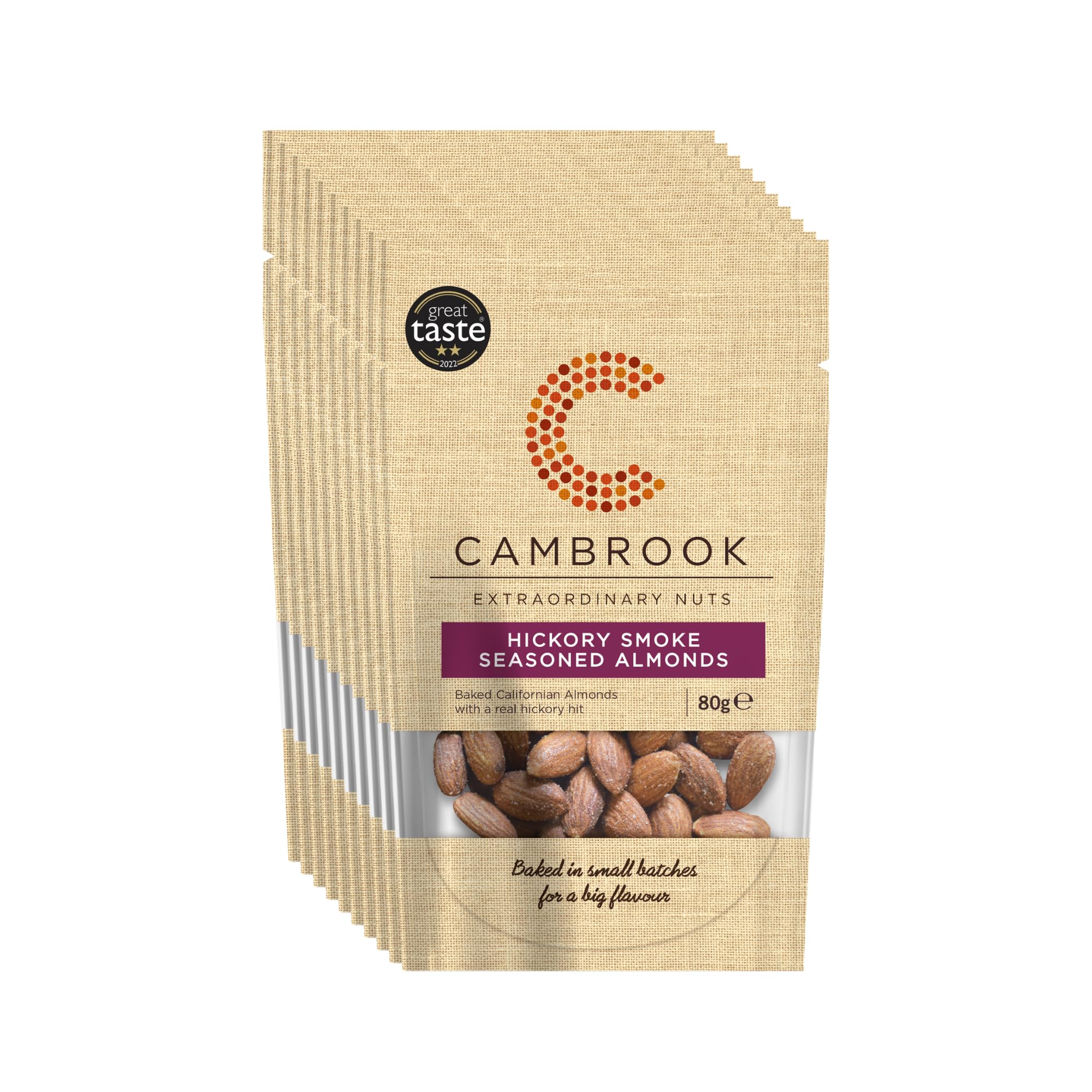 Cambrook Hickory Smoke Flavour Almonds 80g (Pack of 9) 1