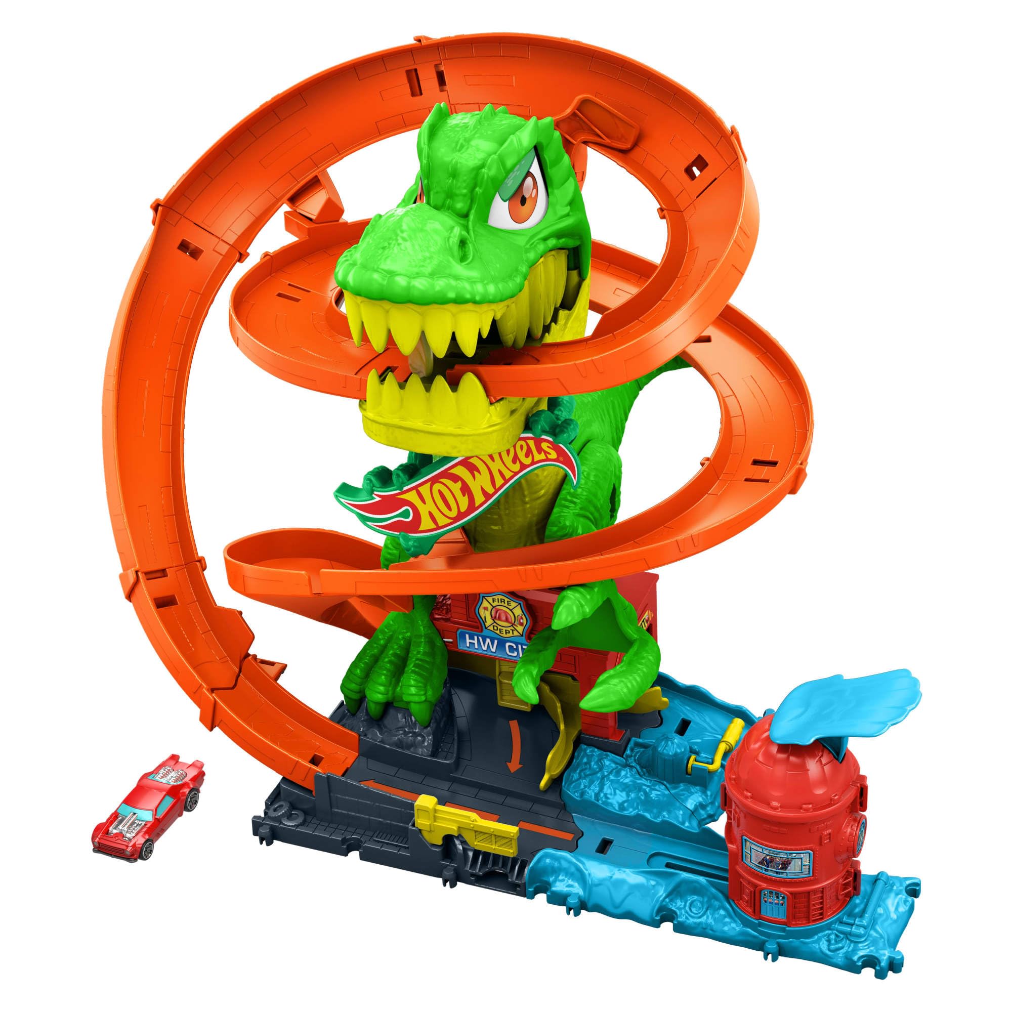 Hot Wheels City T-Rex Blaze Battle Playset with 1:64 Scale Toy Car - Ages 4+ 4