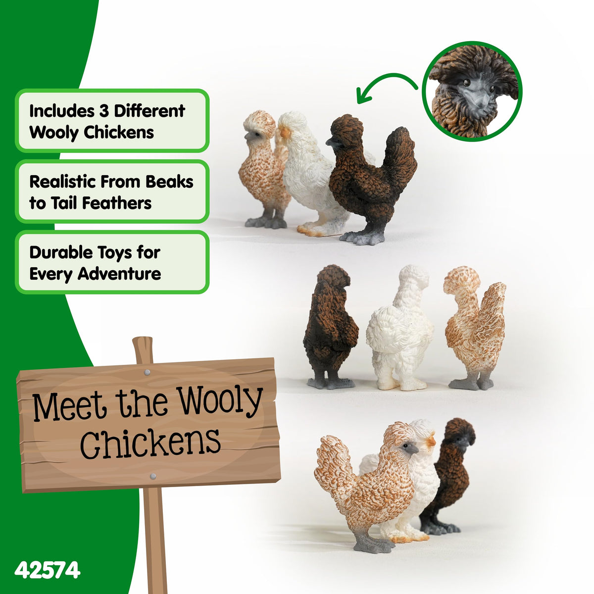 Schleich Farm World Chicken Friends Animal Figures - 3 Pieces, Age 3+