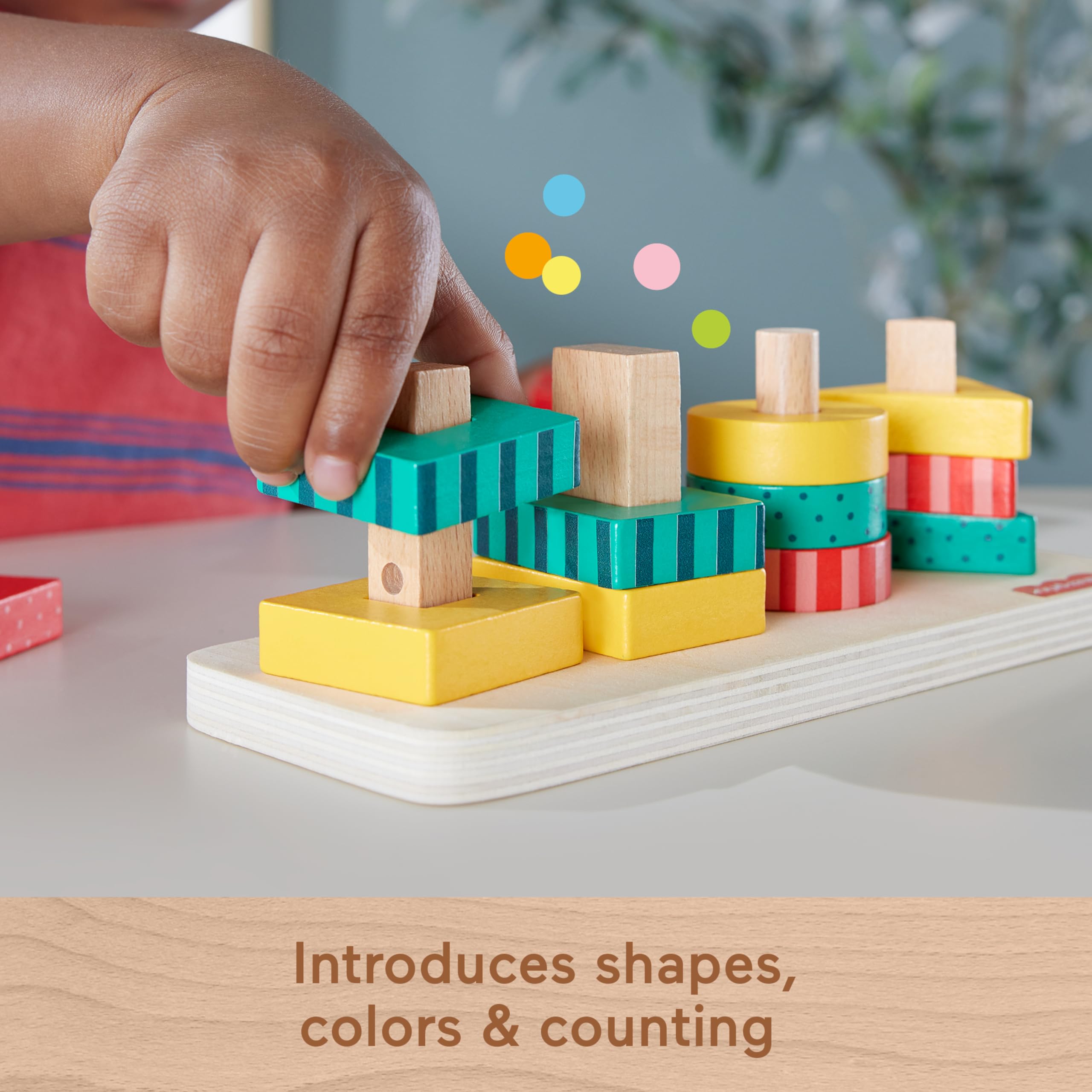 Fisher-Price Wooden Shape Stacker Sorting Toy - Early Development | 13 Wood Pieces | Ages 2+ 4