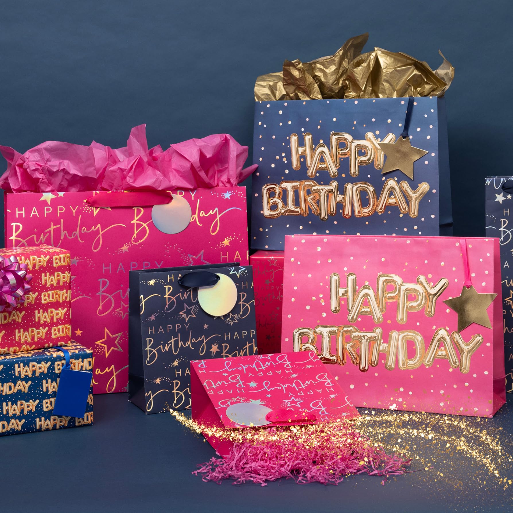 Glick Large Landscape Gift Bag - Helium Happy Birthday Pink | 275x355x100mm | Premium 210GSM Paper 5