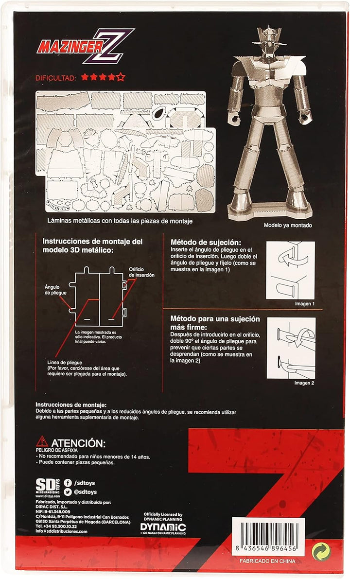Mazinger Z 3D Metal Puzzle Kit - 72-Piece Building Set for Ages 14+