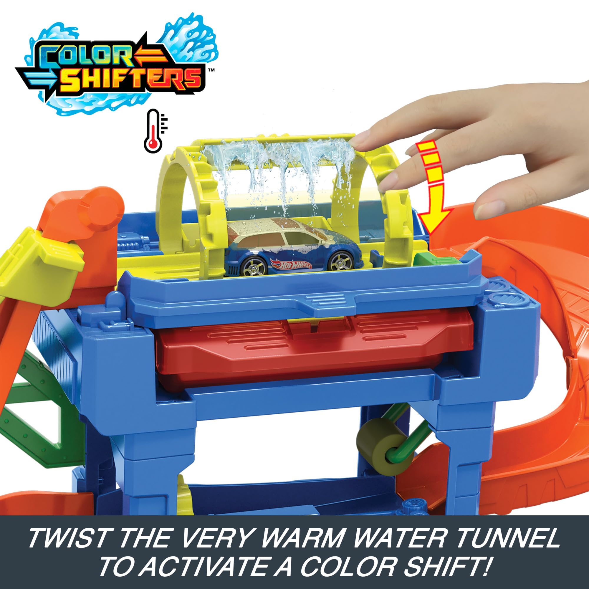 Hot Wheels Let's Race - City Tunnel Twist Car Wash Playset | Includes 1 Color Shifters Car | 1:64 Scale 4