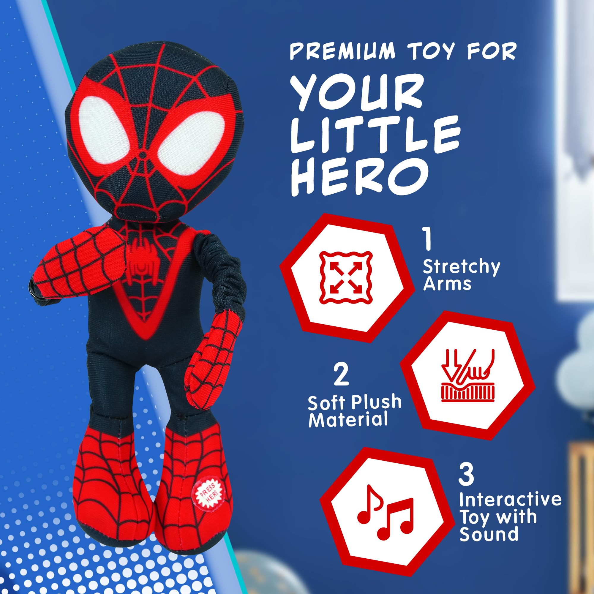 Marvel Spidey and His Amazing Friends Slingshot Plush Spin Toy - Stretchable Web-Slinging Action for Kids 4