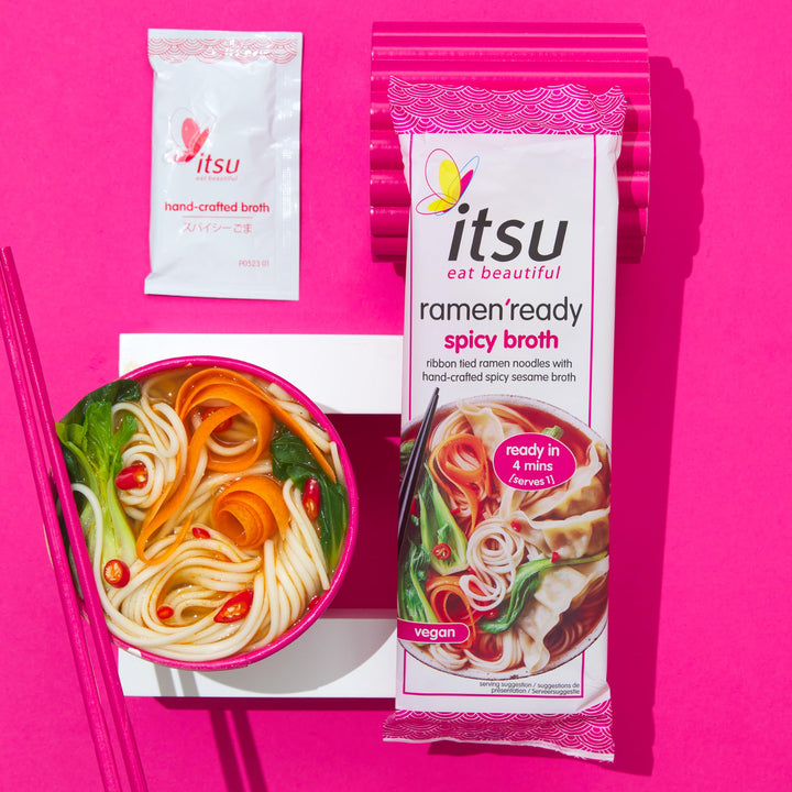 Itsu - Ramen Ready Noodles 86g | Original Spicy Broth | Authentic Japanese Flavor | Pack of 6