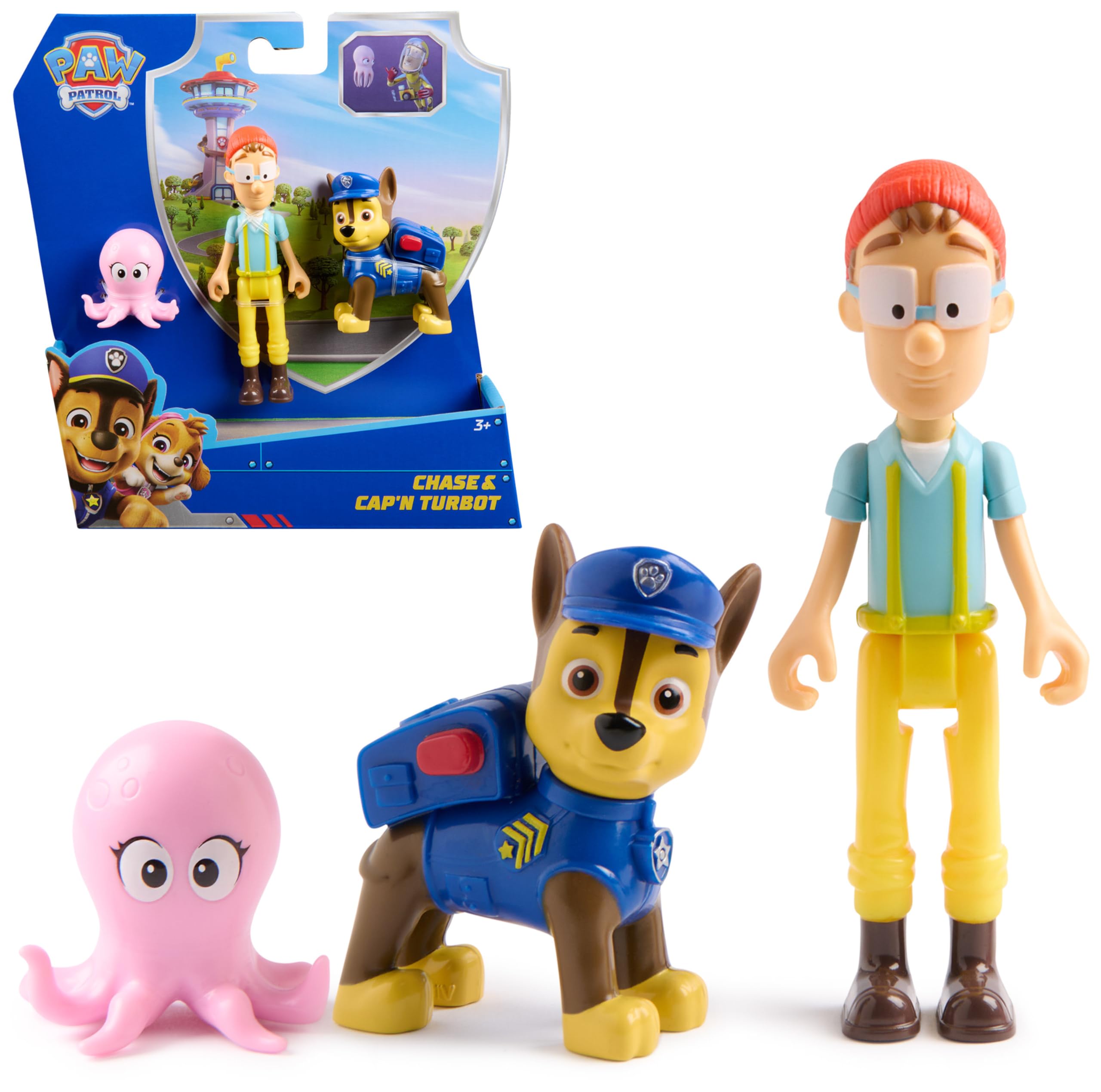 PAW Patrol Chase & Captain Turbot Figure Pack with Baby Octopus - Action Figures for Kids 3-9 Years 1