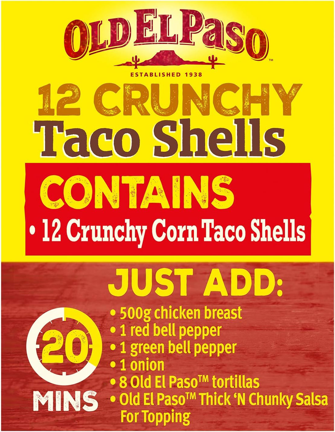 Old El Paso Original Hard and Crunchy Taco Shells 156 g (Pack of 8)