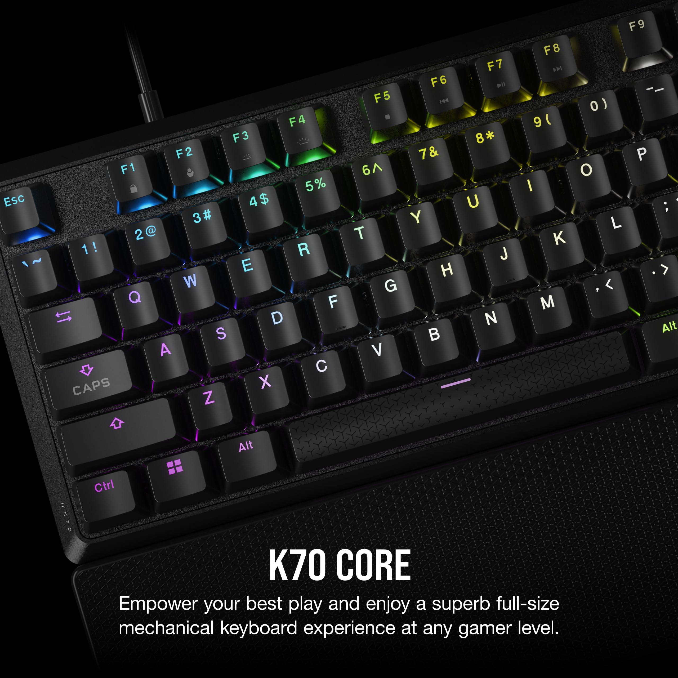 Corsair K70 CORE RGB Mechanical Wired Gaming Keyboard with Palmrest | Linear Switches | USB-A 2