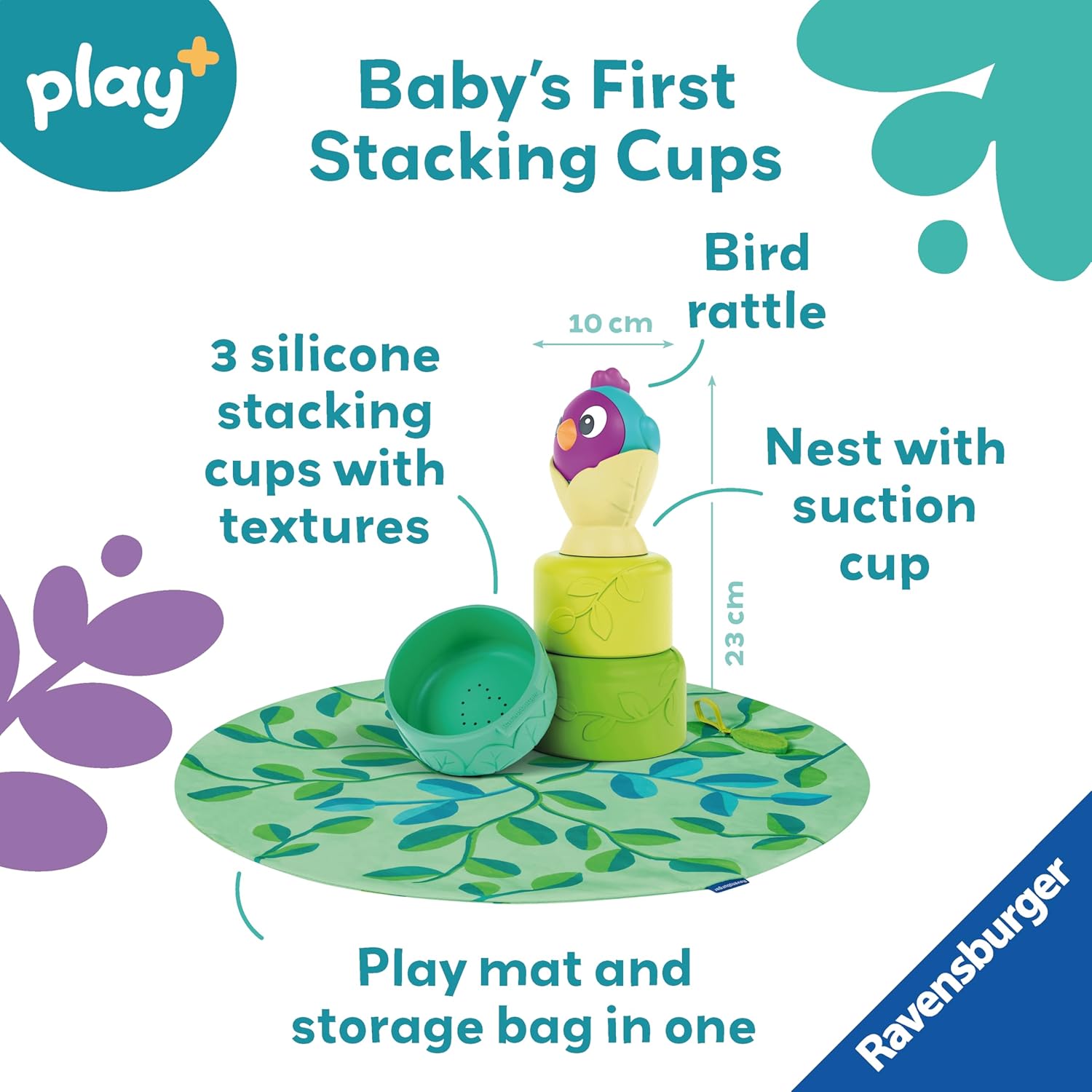Ravensburger Play+ 3-in-1 Bird's Nest Stacking Cups - Baby Toys for 6 Months and Up 2