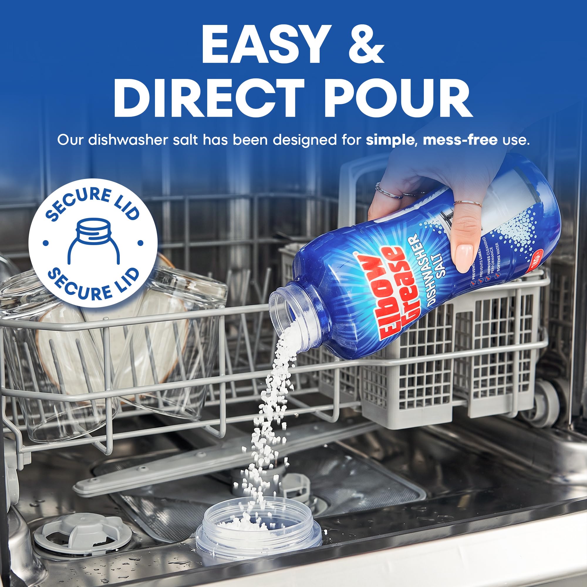 Elbow Grease Dishwasher Salt - 1kg Tub | Prevents Limescale & White Marks | For All Dishwashers 6