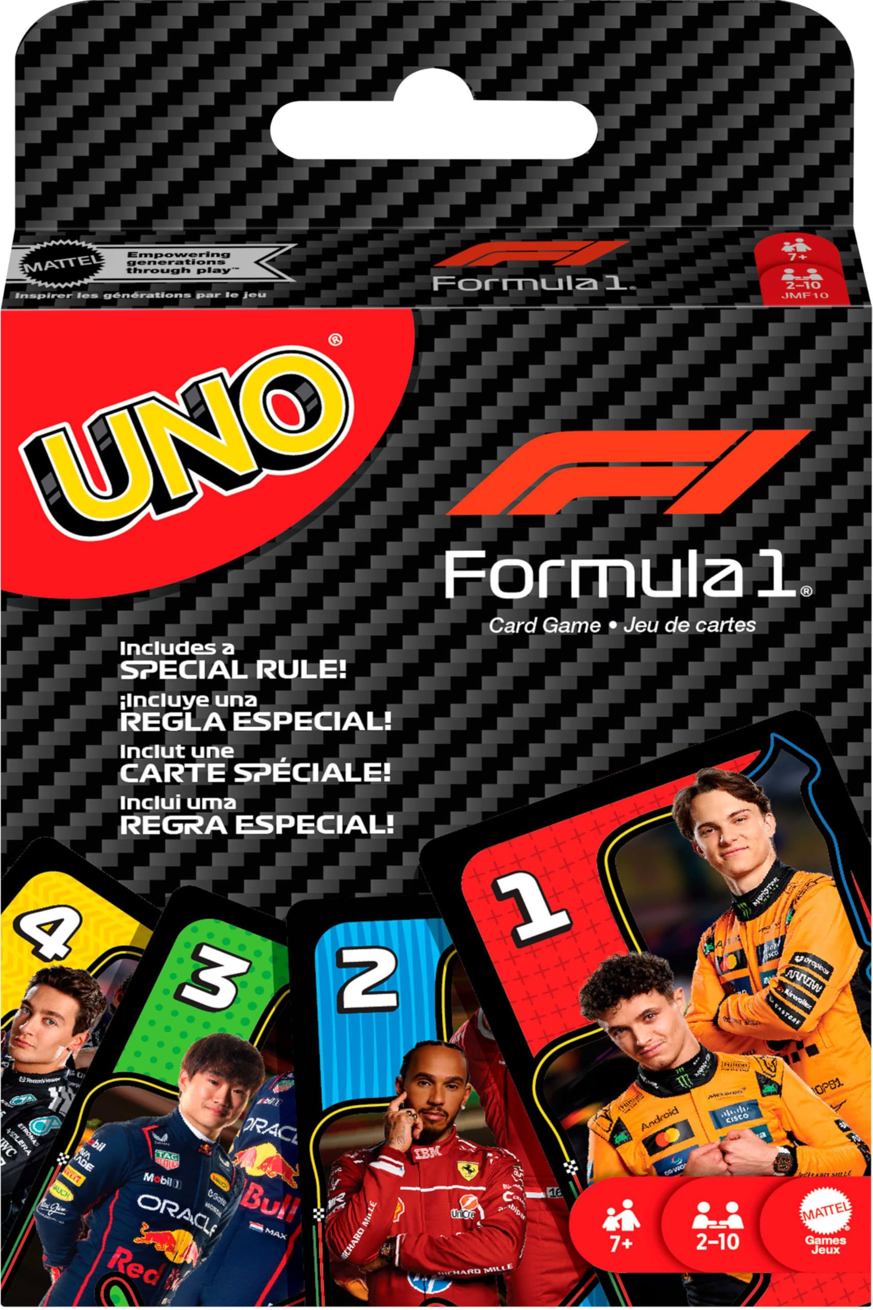 Juegos Mattel UNO F1 Card Game - Collectible Deck for F1 Fans | Ages 7+ | 2-10 Players
