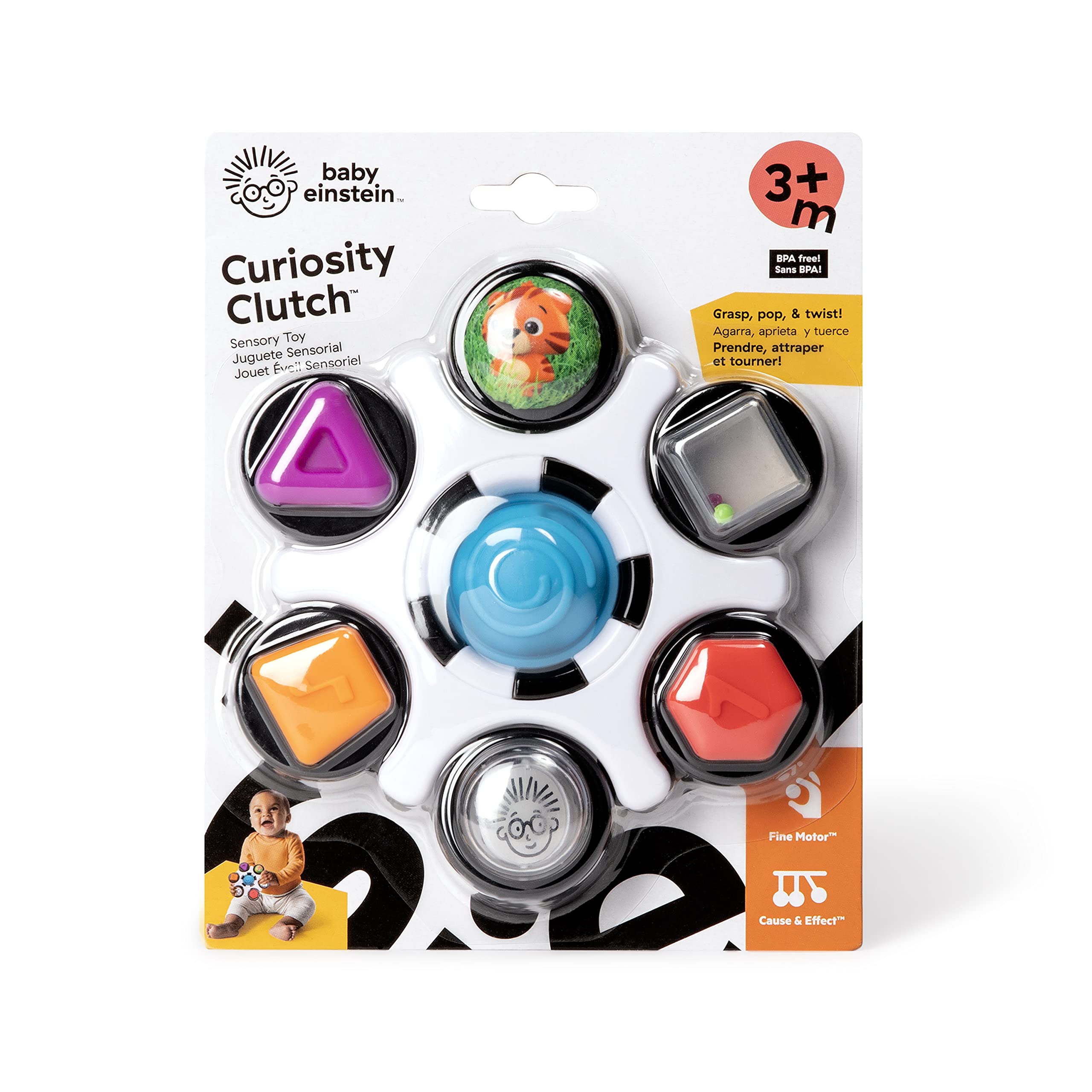 Baby Einstein Curiosity Clutch Fidget Sensory Toy and Pop It Rattle | Ages 3 Months+ 3