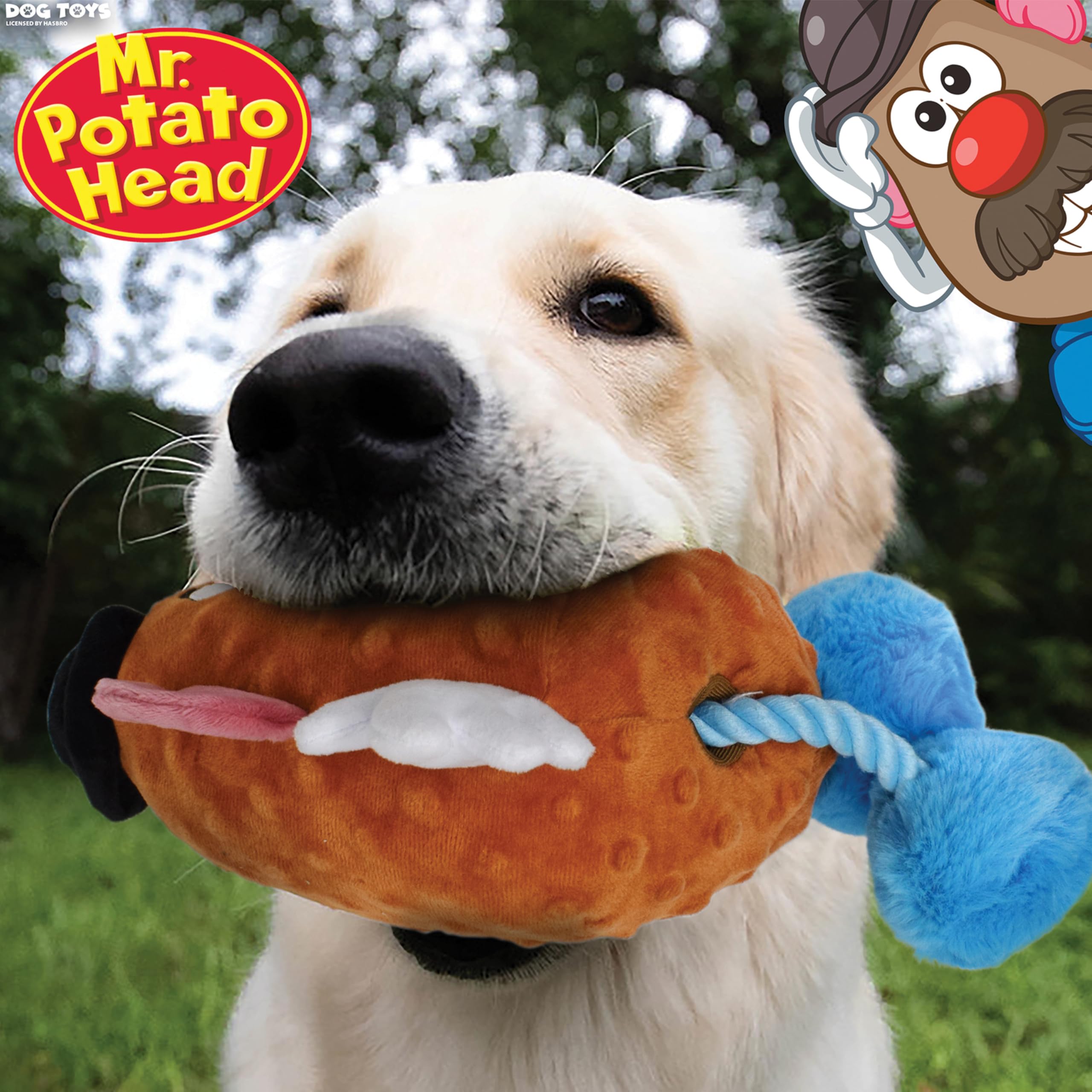 Hasbro Mr. Potato Head Plush Dog Toy - 11-Inch Squeaker and Crinkle Toy