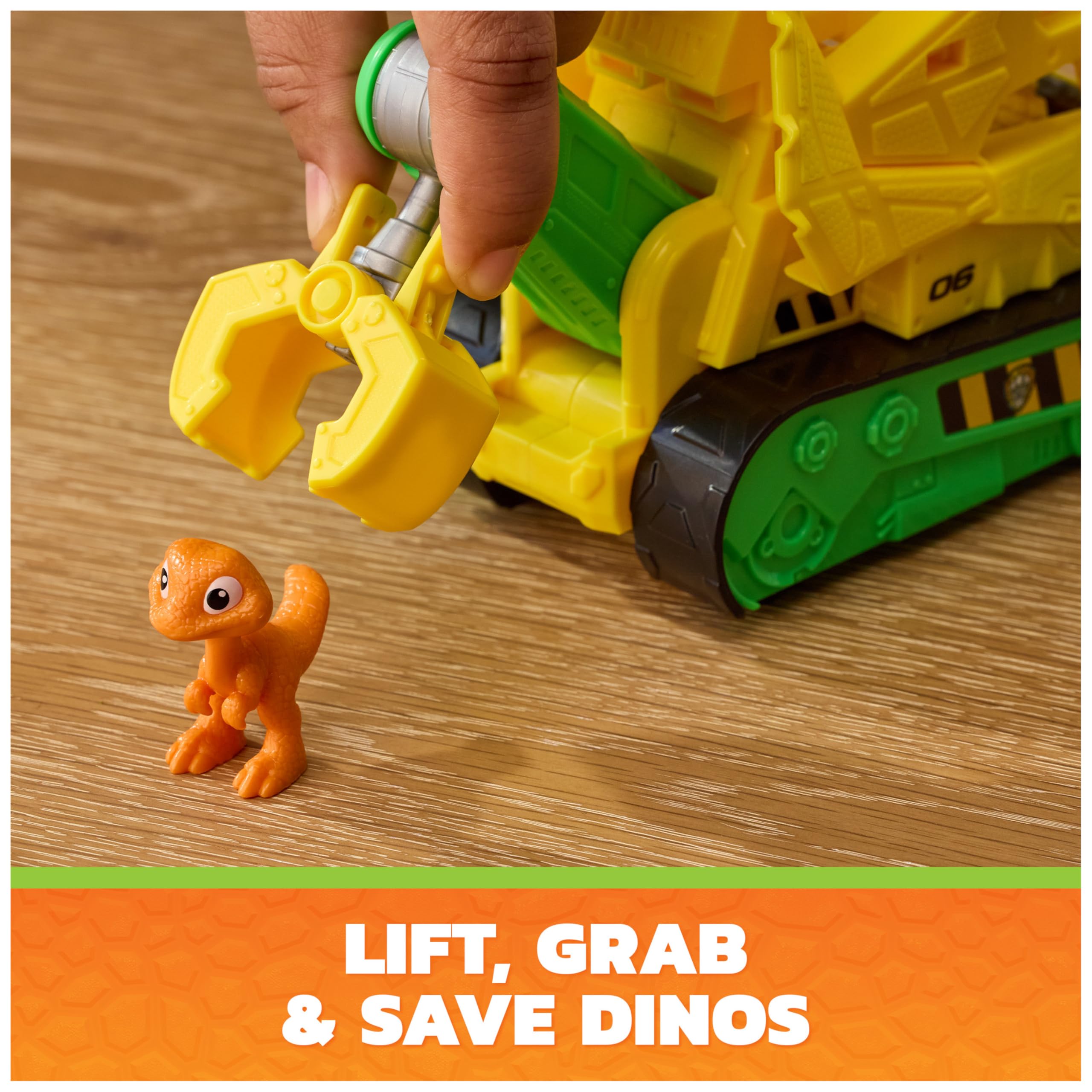 Paw Patrol Rubble Dino Rescue Bulldozer Toy Truck - 17.5 cm Vehicle, Ages 3-9 3