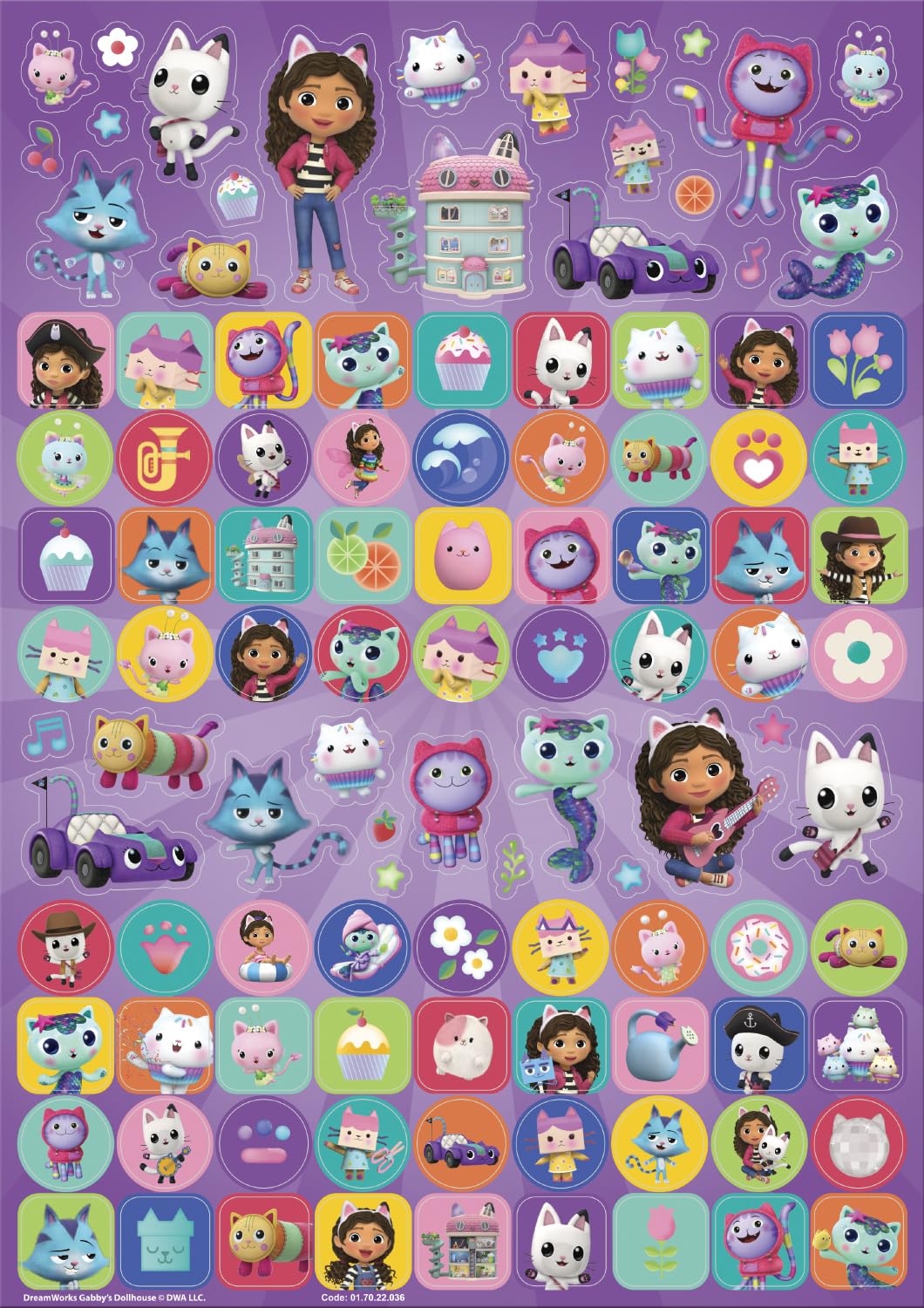 Paper Projects Gabby's Dollhouse Mega Sticker Pack - 150 Pieces | Reusable Foiled Stickers | A4 Glossy Sheet 2