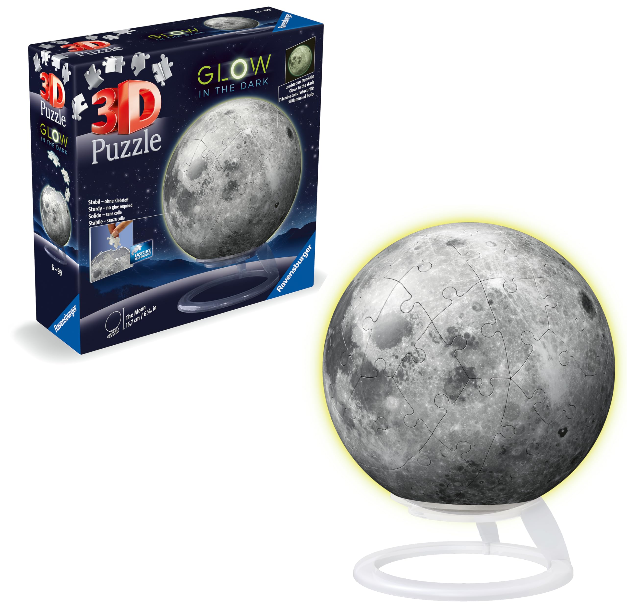 Ravensburger 11586 Glow in The Dark Moon 3D Puzzle - 72 Pieces | Ages 6+ | No Glue Required 1