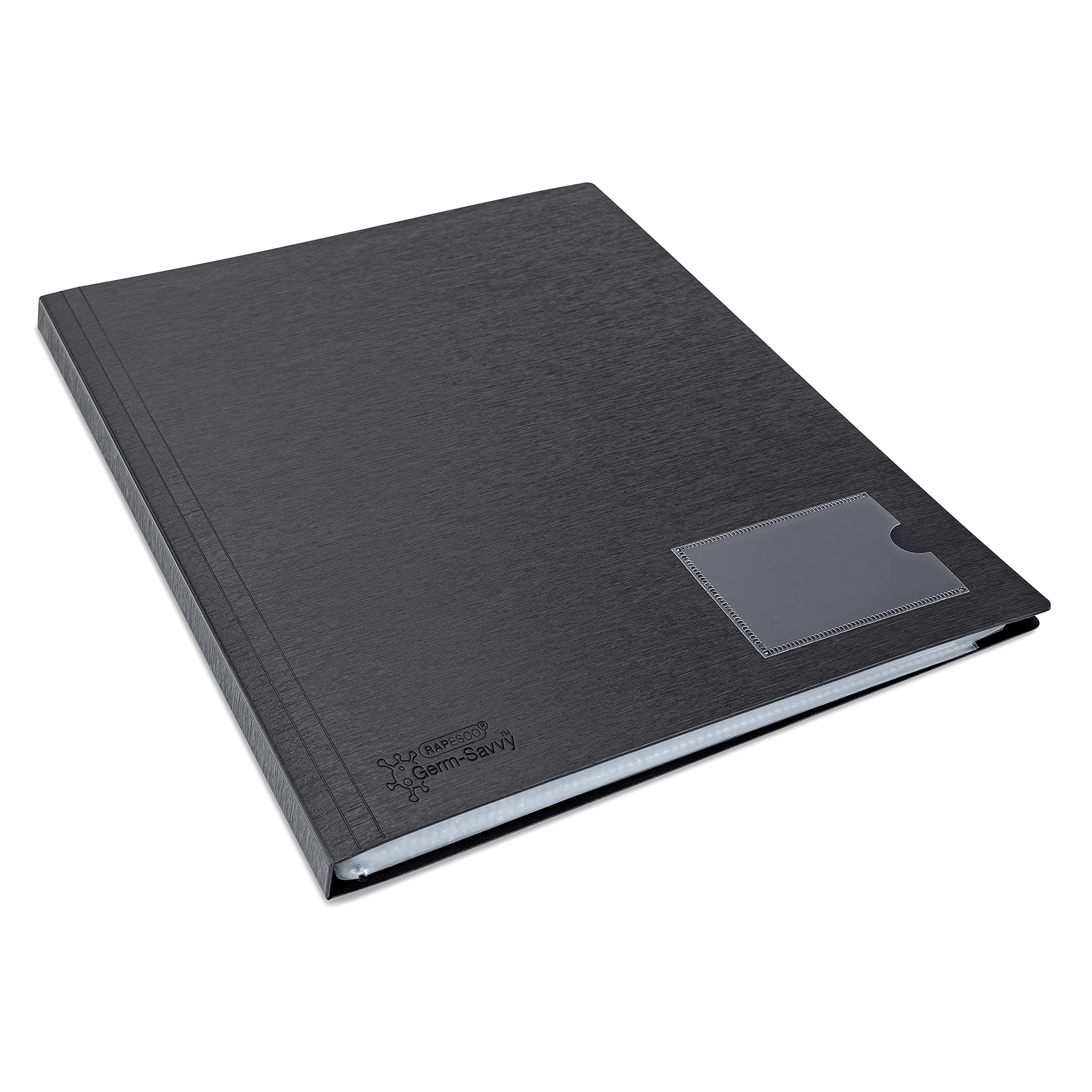 RAPESCO 1650 Germ-Savvy Antibacterial Hardcover Polypropylene Presentation Display Book | A4 | 36 Pockets | Black