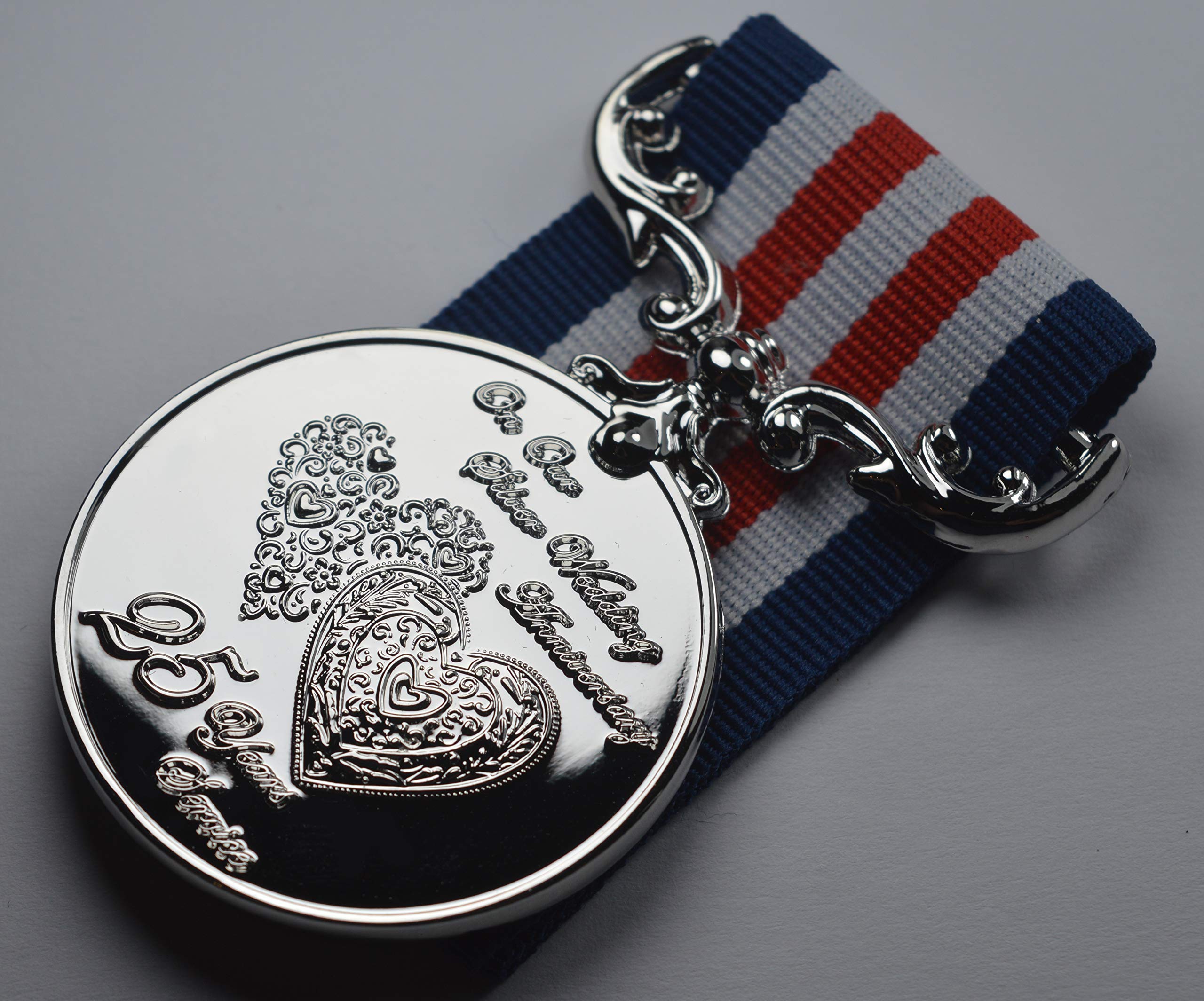 The Commemorative Coin Company 25th Silver Wedding Anniversary Medal | Silver Plated | Full Size Replica
