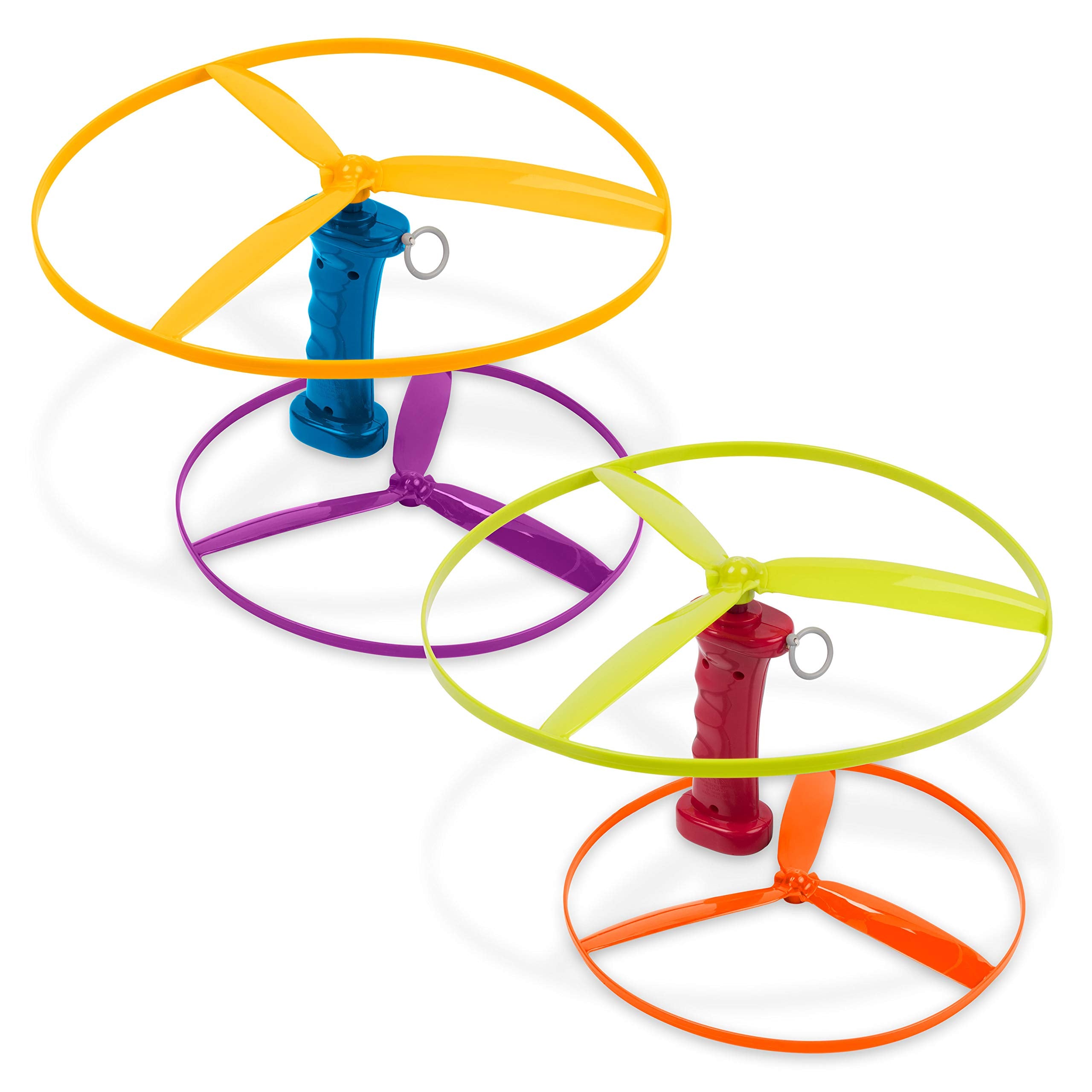 Battat Skyrocopter Flying Disc Toy - 2 Launchers & 4 Discs - Pull String Helicopter Playset for Kids 3+ 1