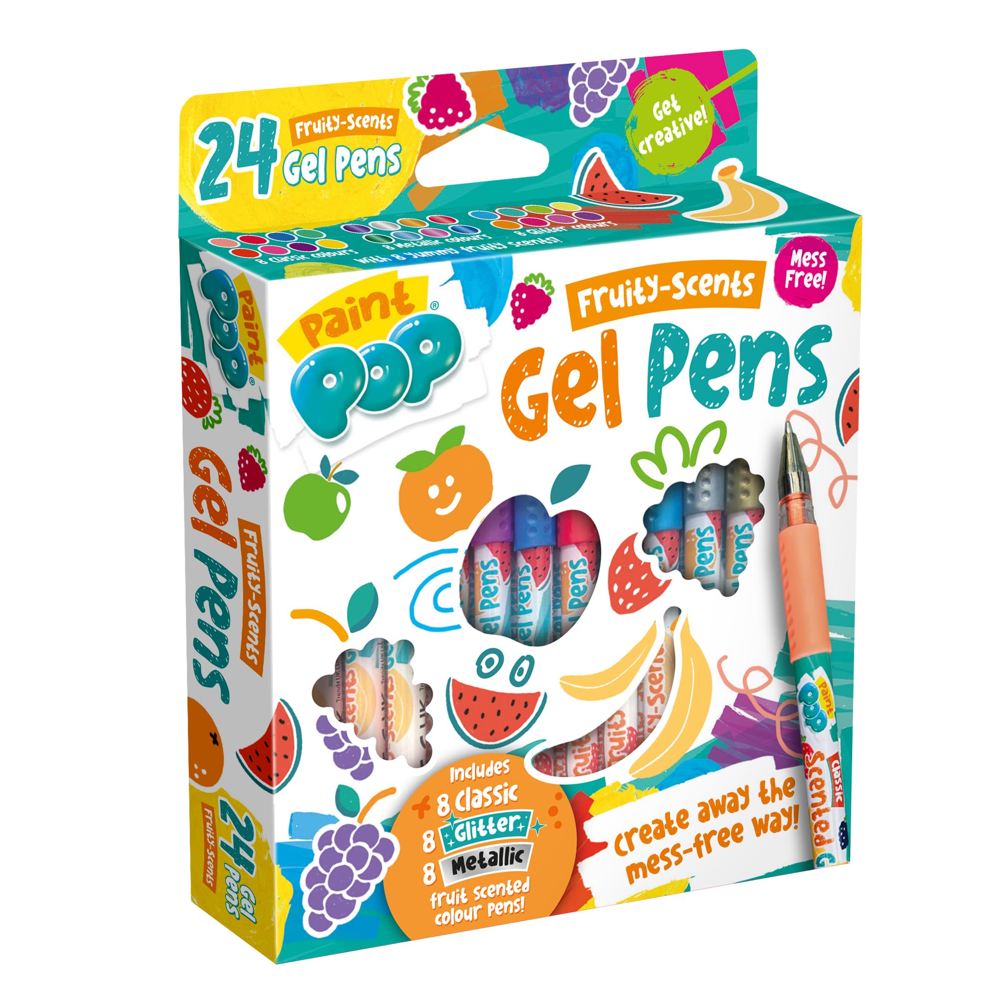Paint Pop Fruity Scents Gel Pens - 24 Count Set with Glitter, Shimmery Metallic & Classic Finishes 1