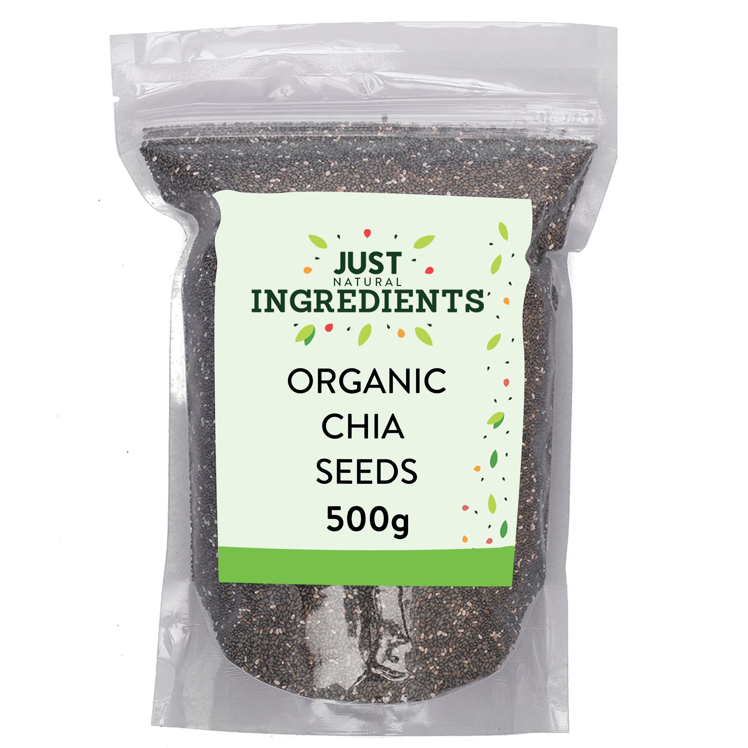JustIngredients Chia Seeds - High in Omega-3 & Fibre | 500g Pack