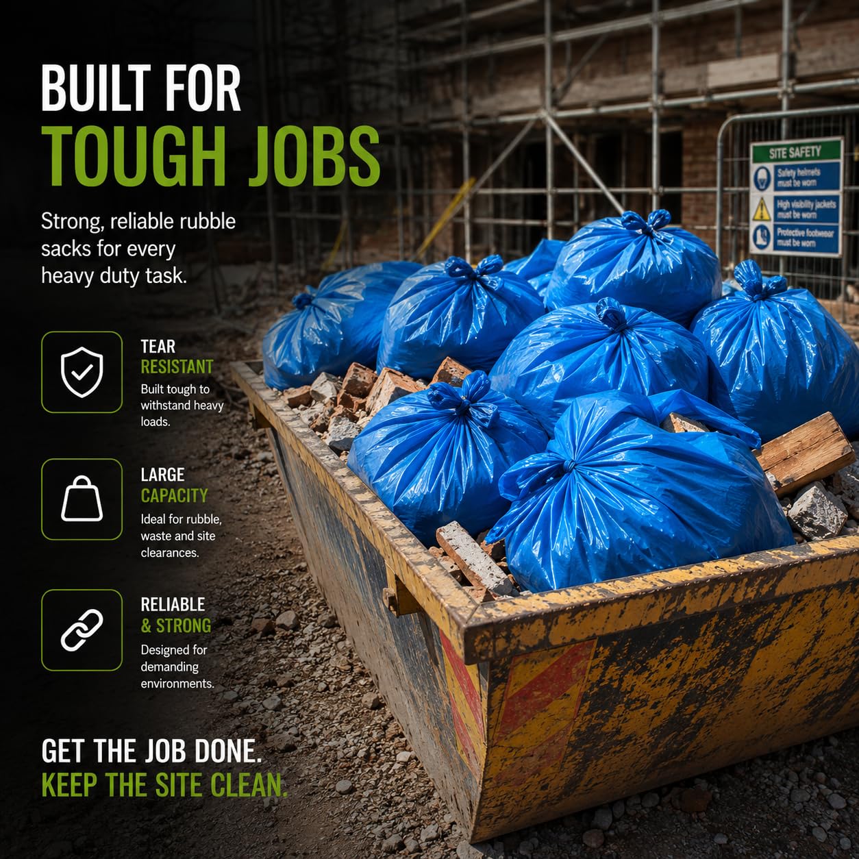 EcoBag Rubble Sacks - Heavy Duty Bin Liners | 40 Litre Capacity | 20 Count 4