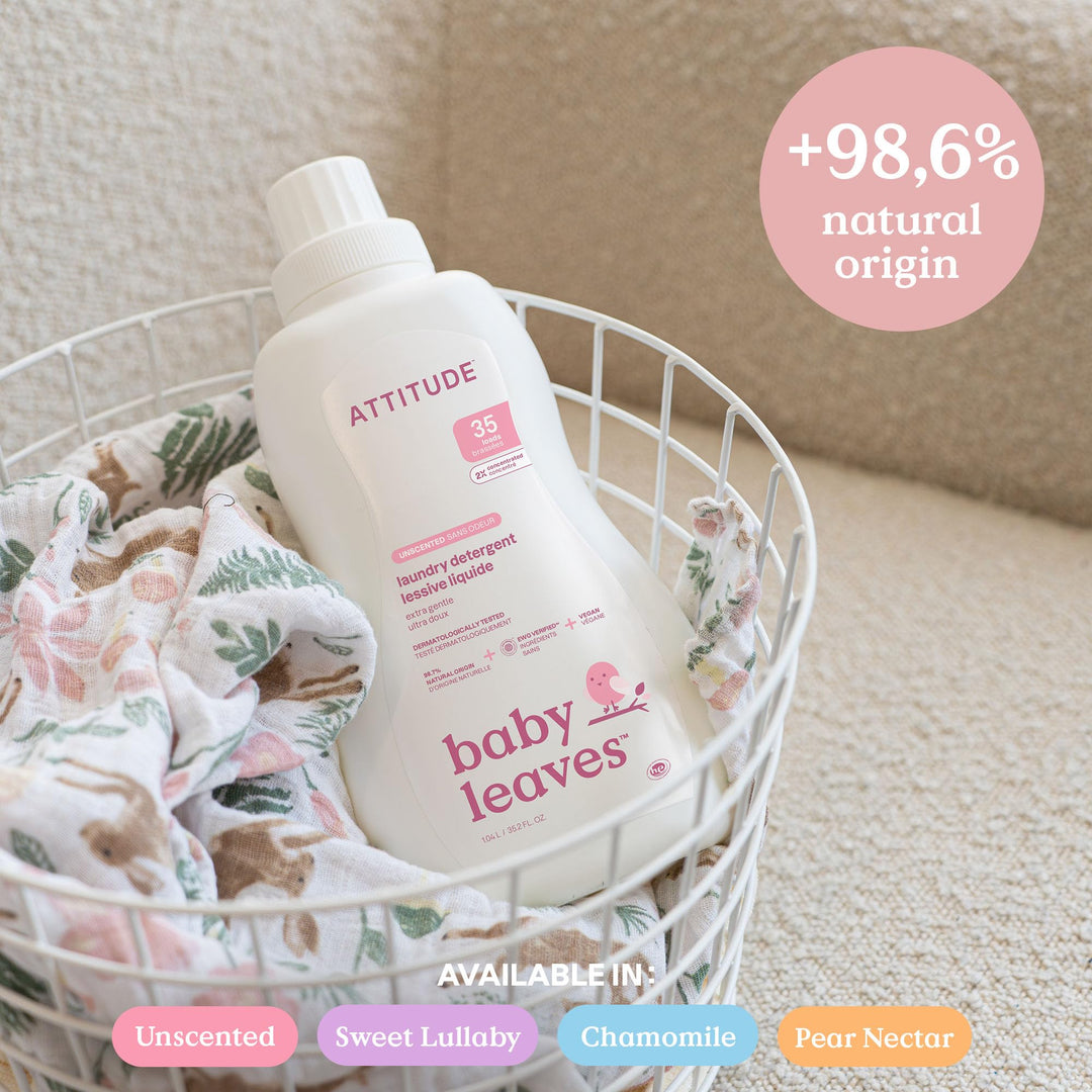ATTITUDE - Baby Laundry Detergent Liquid, EWG Verified, Unscented, 98% Natural-Origin Ingredients