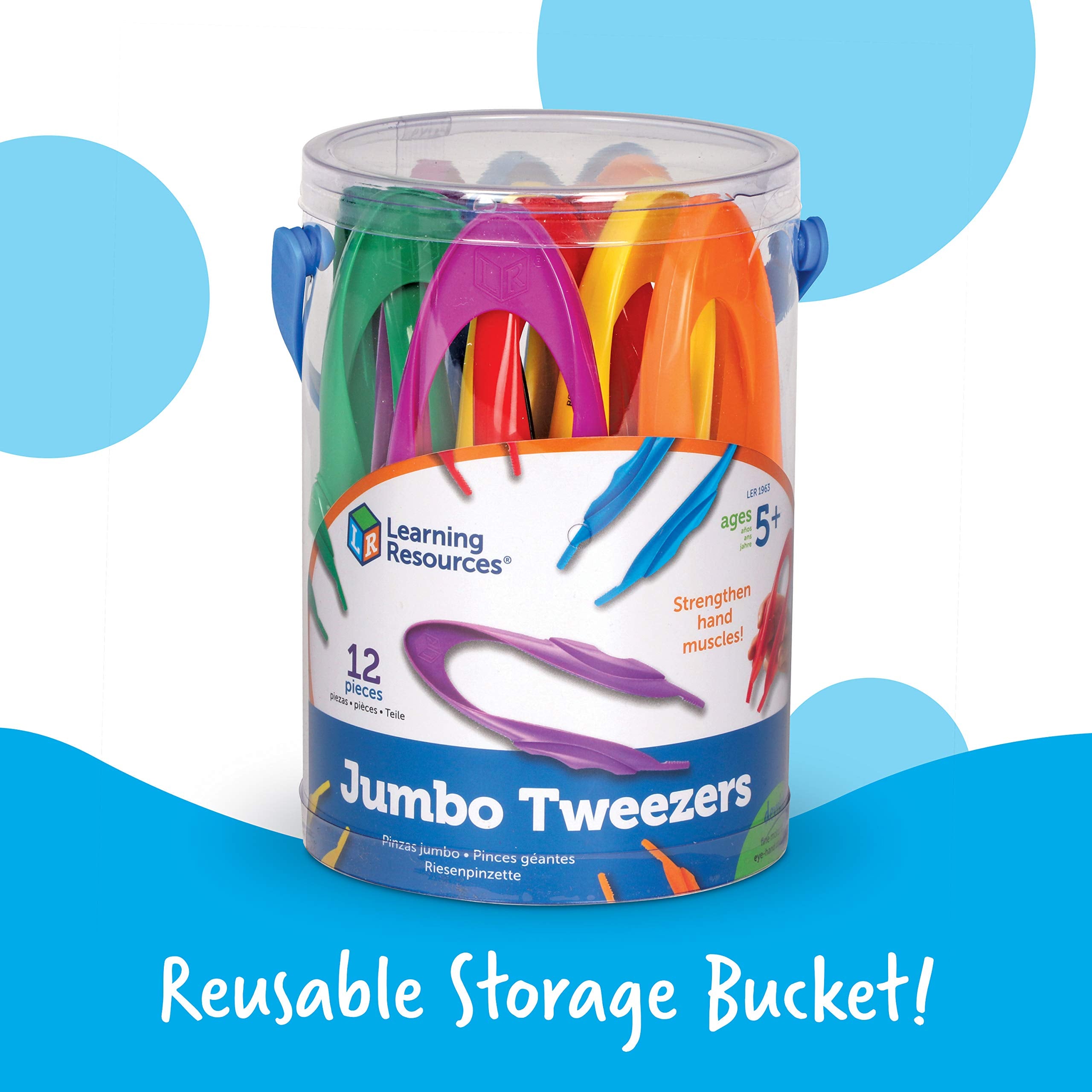 Learning Resources Jumbo Tweezers Set of 12 - Fine Motor Skill Development | Sorting & Counting Tool | Ages 5-9 5