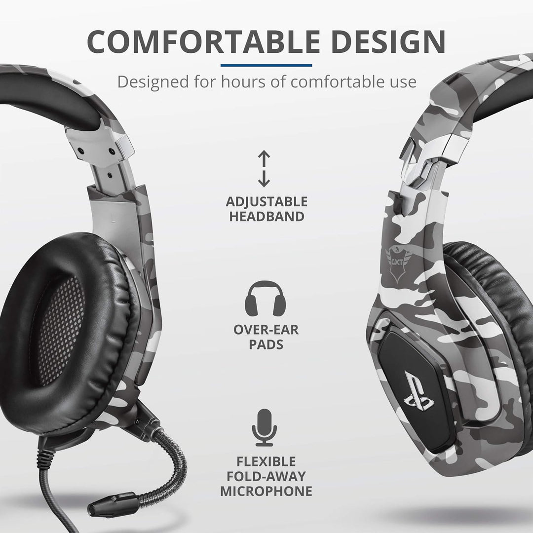 Trust GXT 488 Forze-G Gaming Headset for PS4 and PS5 – Officially Licensed with 50mm Drivers, Foldable Mic, Inline Remote, Grey