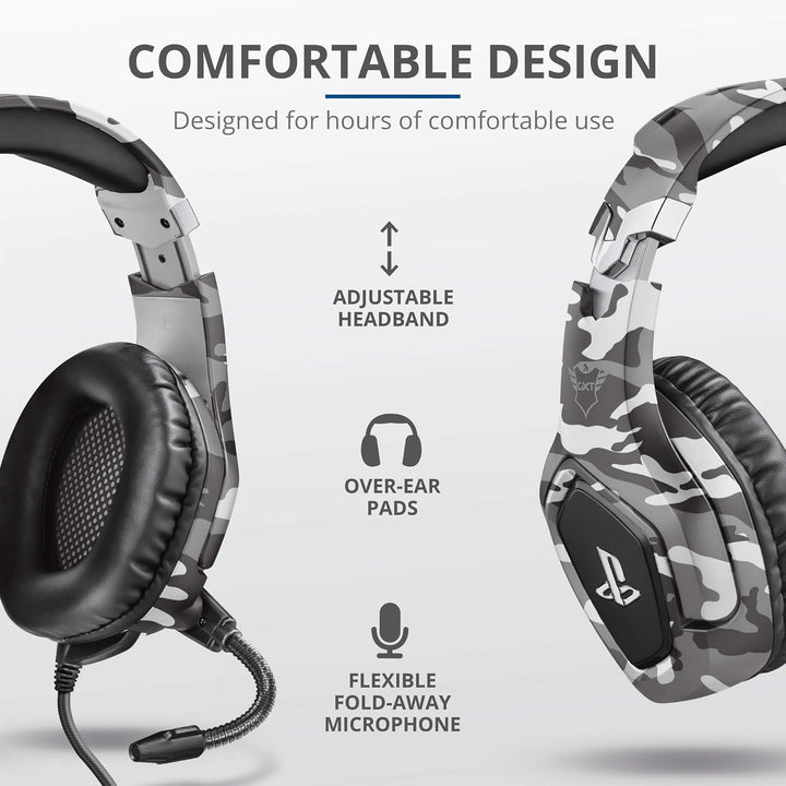 Trust GXT 488 Forze-G Gaming Headset for PS4 and PS5 – Officially Licensed with 50mm Drivers, Foldable Mic, Inline Remote, Grey
