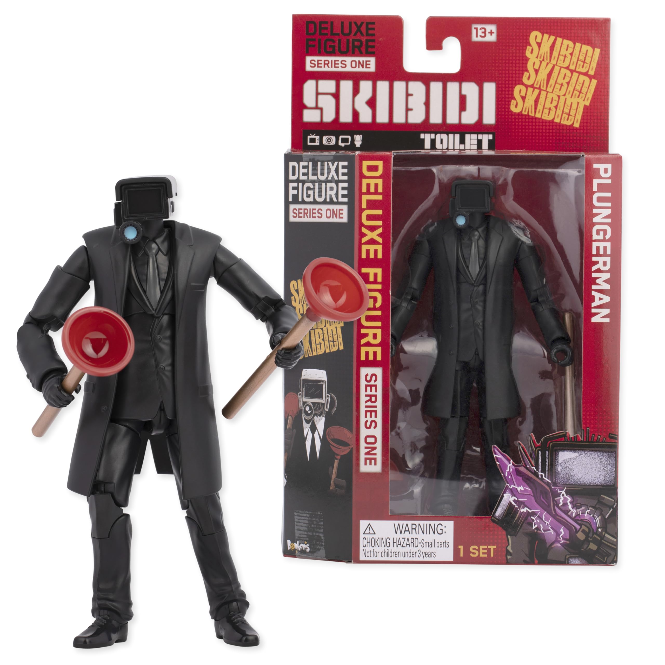 Skibidi Toilet Deluxe Figure - Plungerman 6" Collectible Action Figure, 22 Articulated Joints, Age 8+ 1