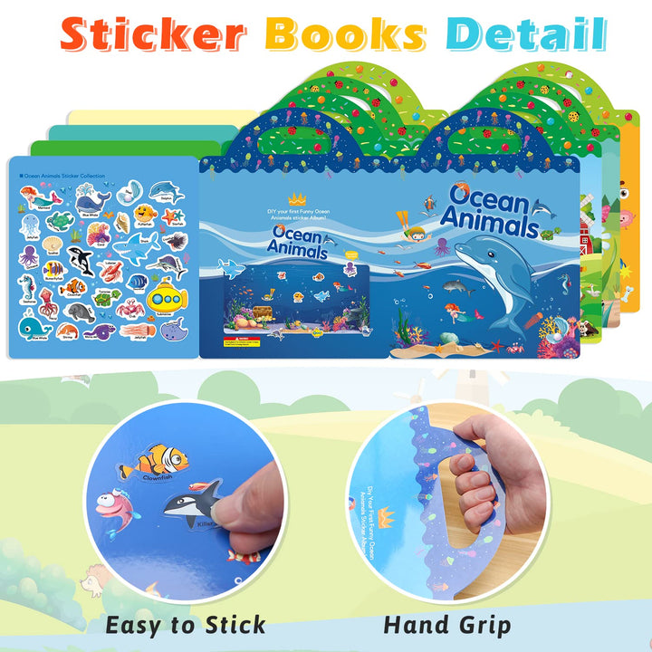 GUYUCOM 4-Pack Reusable Sticker Books for Kids - Educational DIY Arts & Crafts Toy Set
